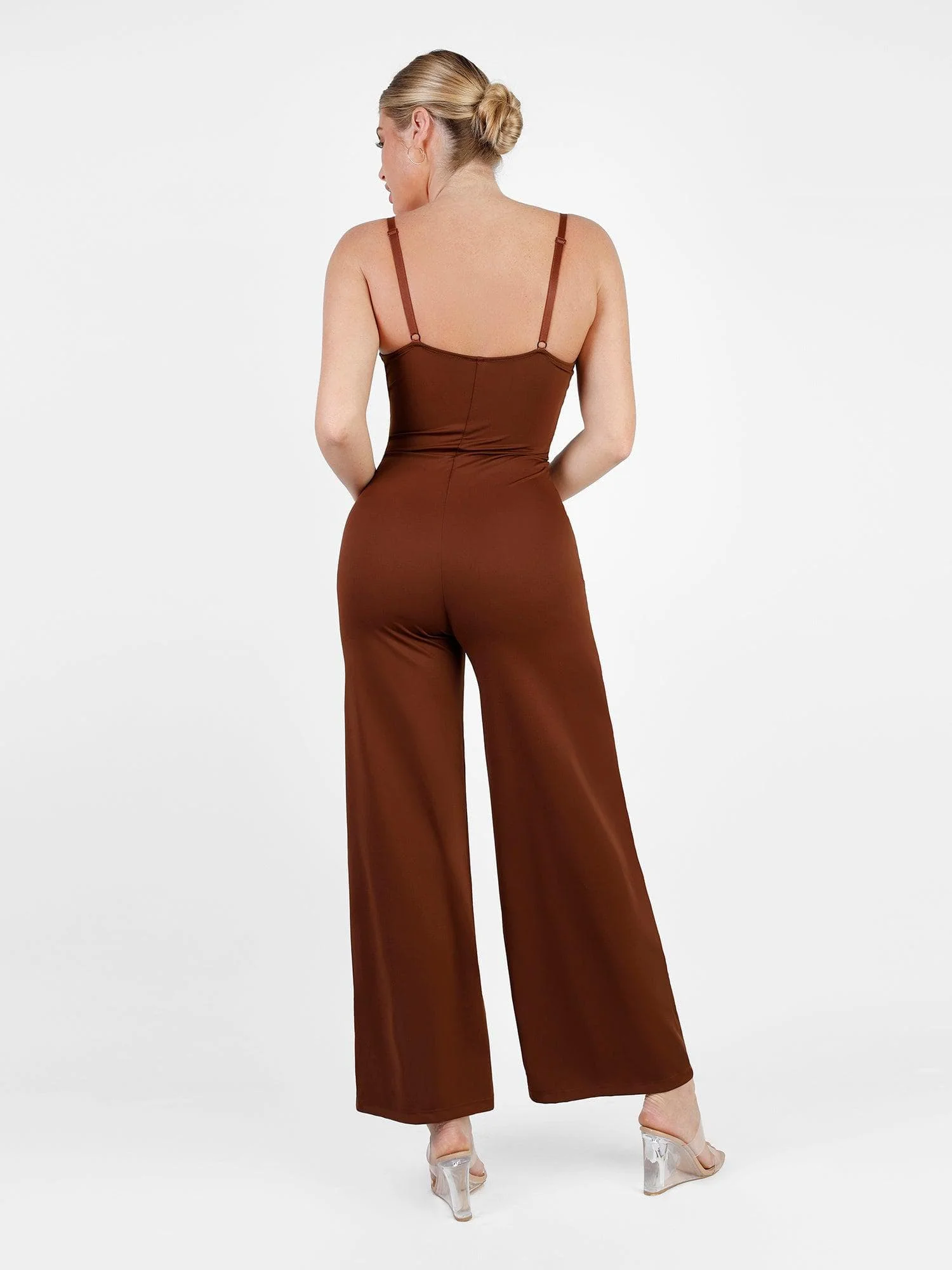 Shapewear Lace Deep V-Neck Sculpting Wide Leg Jumpsuit - Image 6