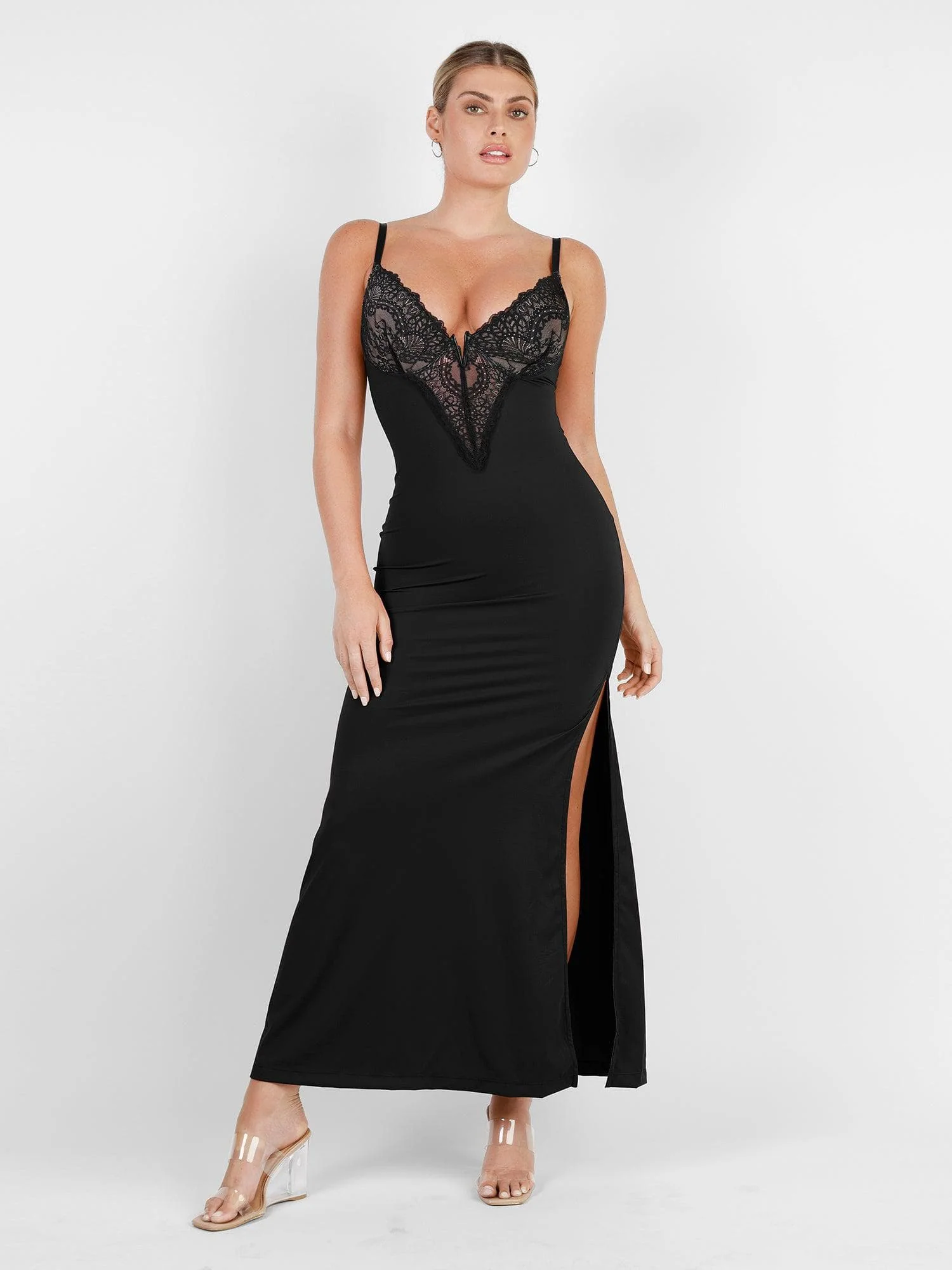 Shapewear Lace Dress Sheer Mesh Cover-Up Set - Image 12