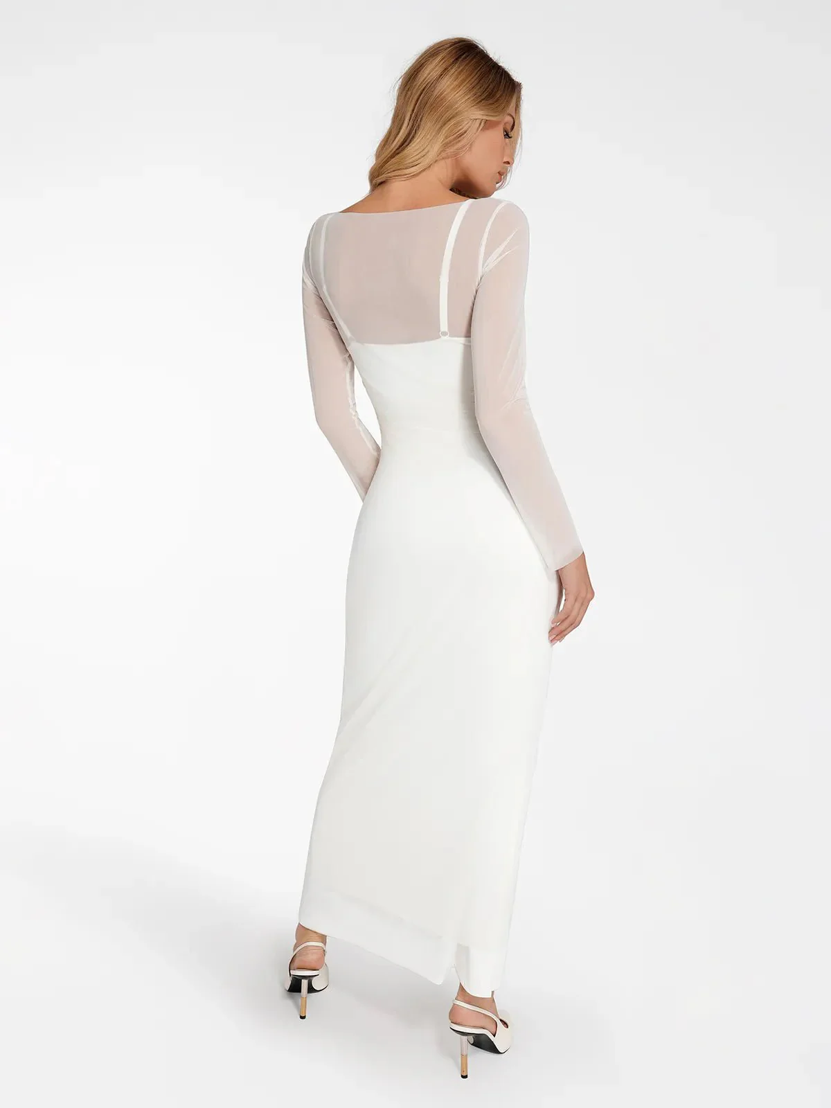 Shapewear Lace Dress Sheer Mesh Cover-Up Set - Image 3