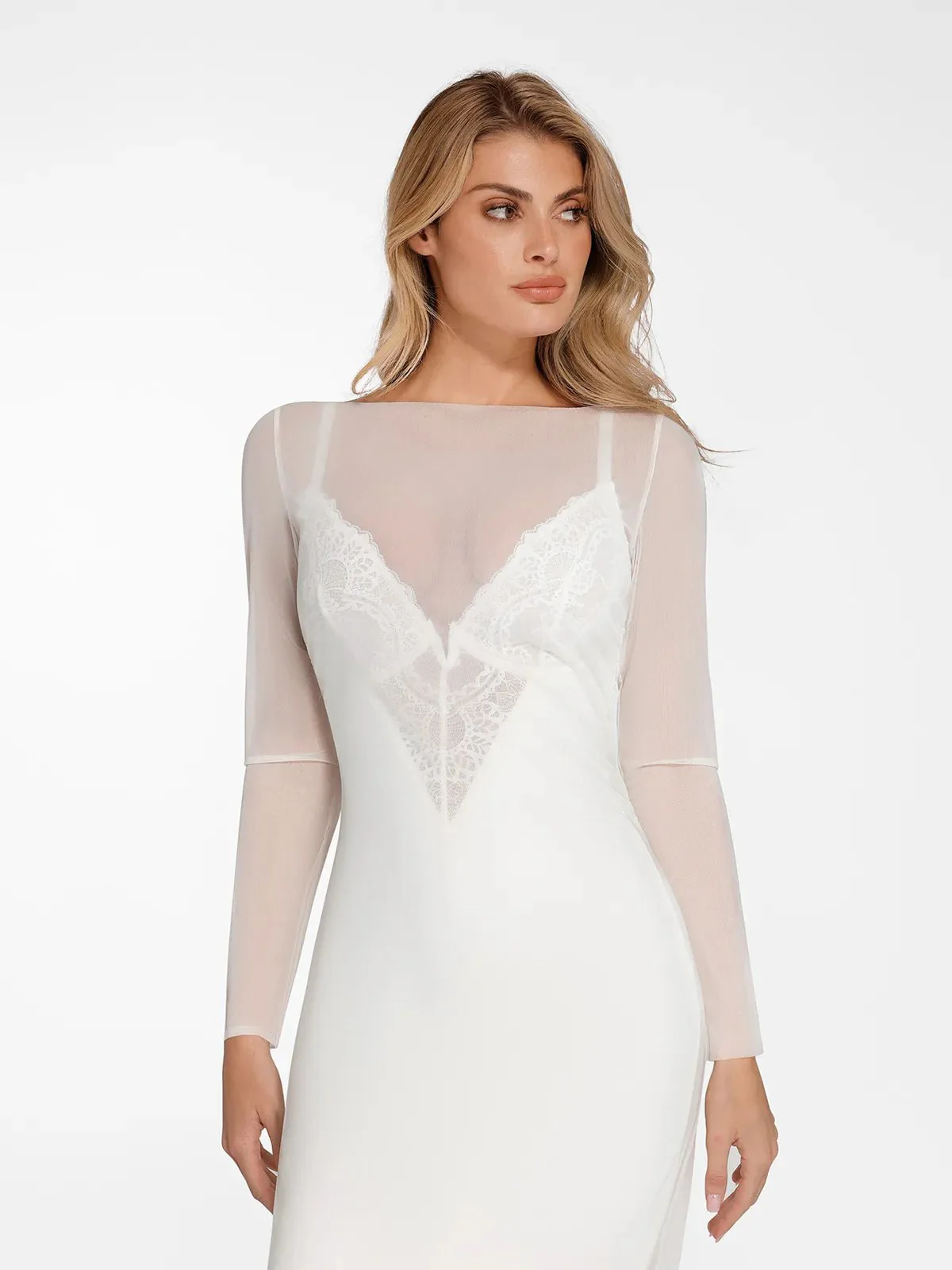 Shapewear Lace Dress Sheer Mesh Cover-Up Set - Image 4