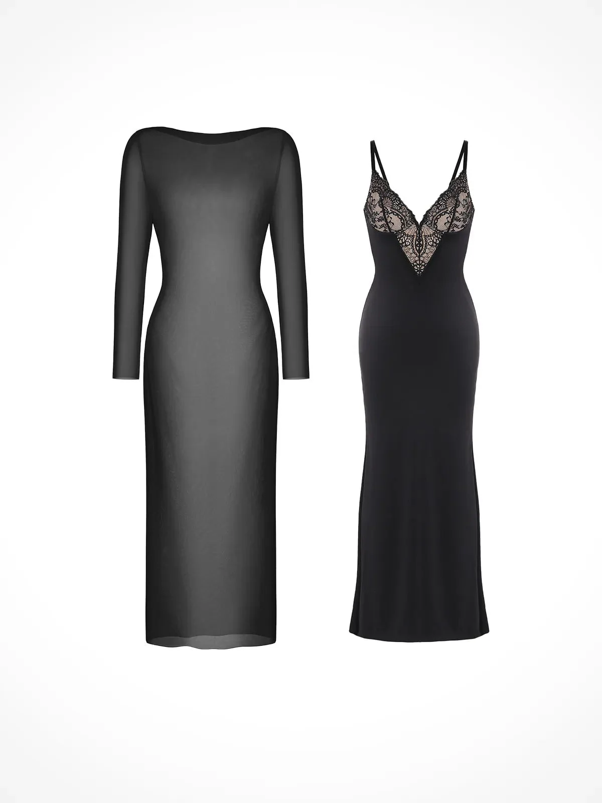 Shapewear Lace Dress Sheer Mesh Cover-Up Set - Image 6