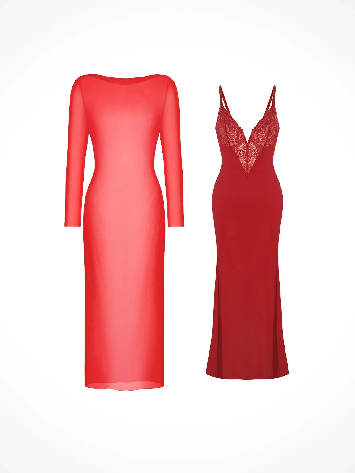 Shapewear Lace Dress Sheer Mesh Cover-Up Set - Image 7