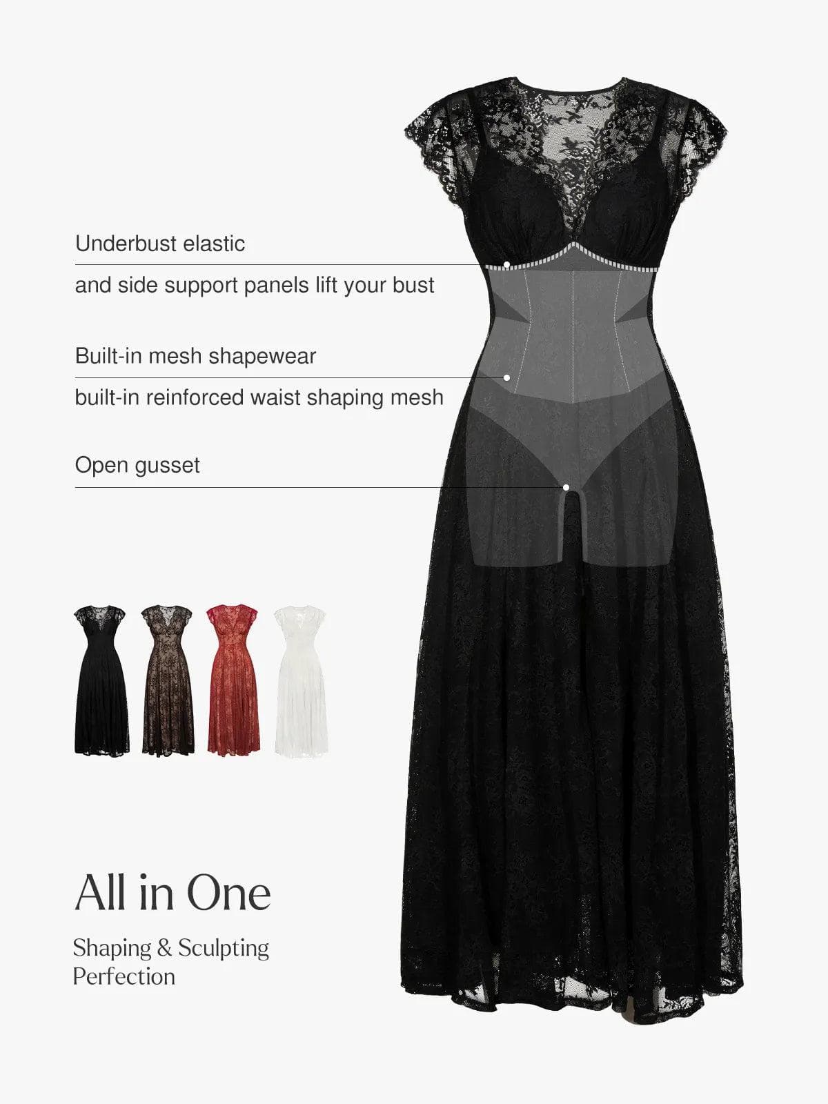 Shapewear Lace Fantasy Mini & Maxi Sculpting Dress Set - Image 14