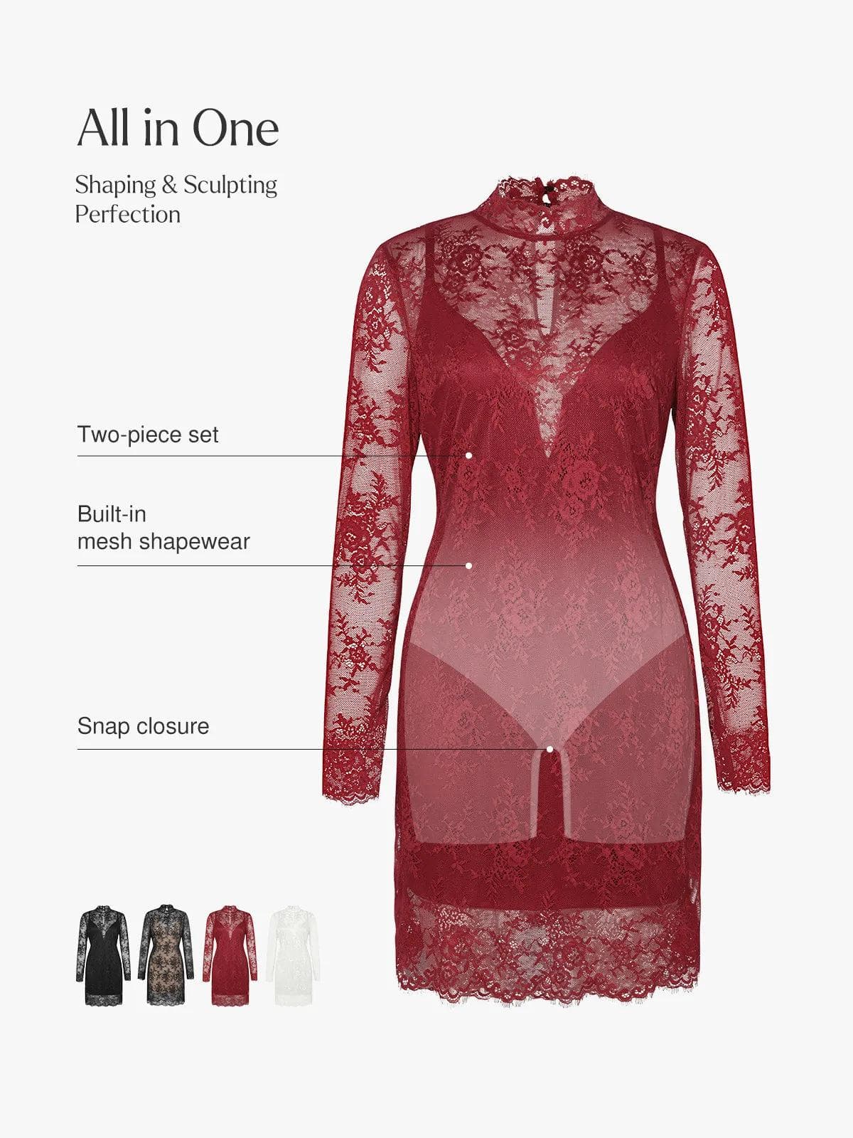 Shapewear Lace Fantasy Mini & Maxi Sculpting Dress Set - Image 39
