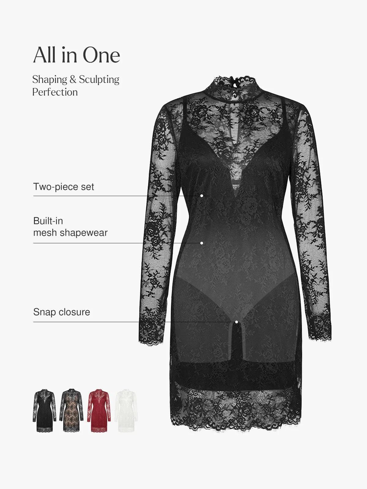 Shapewear Lace Fantasy Mini & Maxi Sculpting Dress Set - Image 48