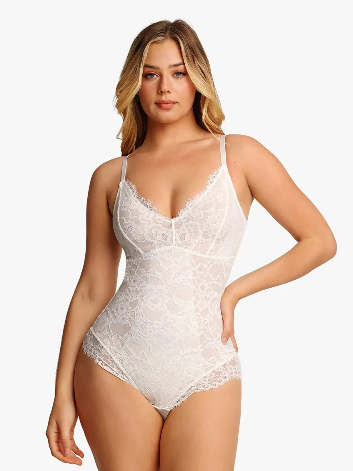 Shapewear Firm Control Smoothing Full Lace Thong Bodysuit - Image 33