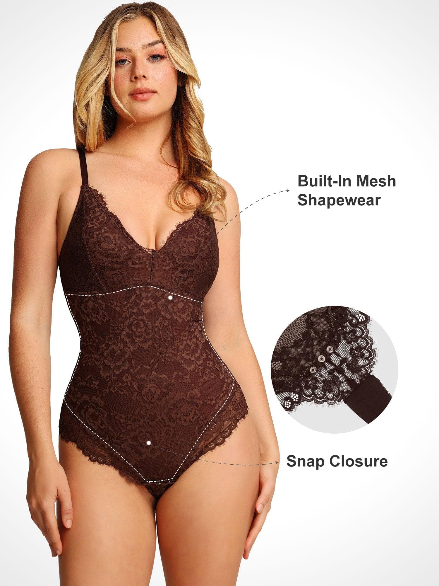 Shapewear Firm Control Smoothing Full Lace Thong Bodysuit - Image 62