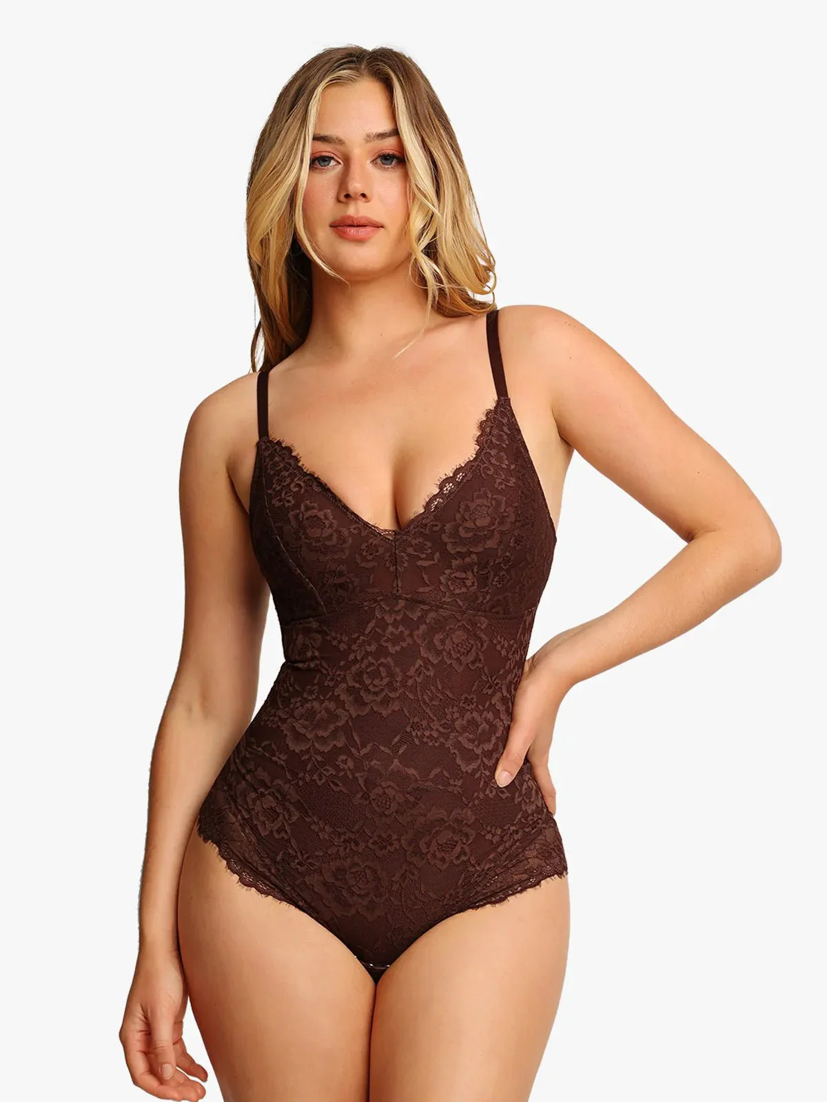 Shapewear Firm Control Smoothing Full Lace Thong Bodysuit - Image 61
