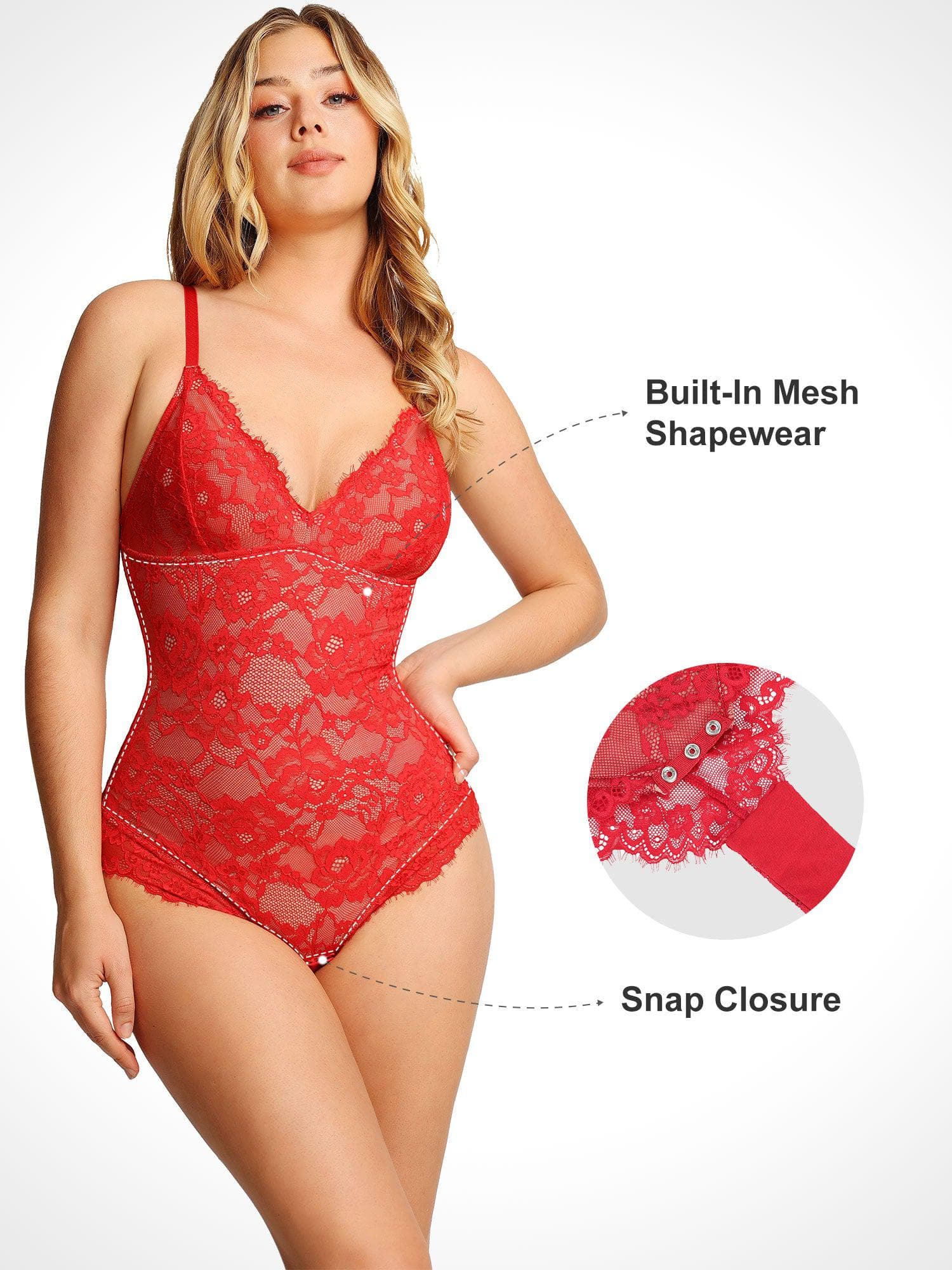 Shapewear Firm Control Smoothing Full Lace Thong Bodysuit - Image 27