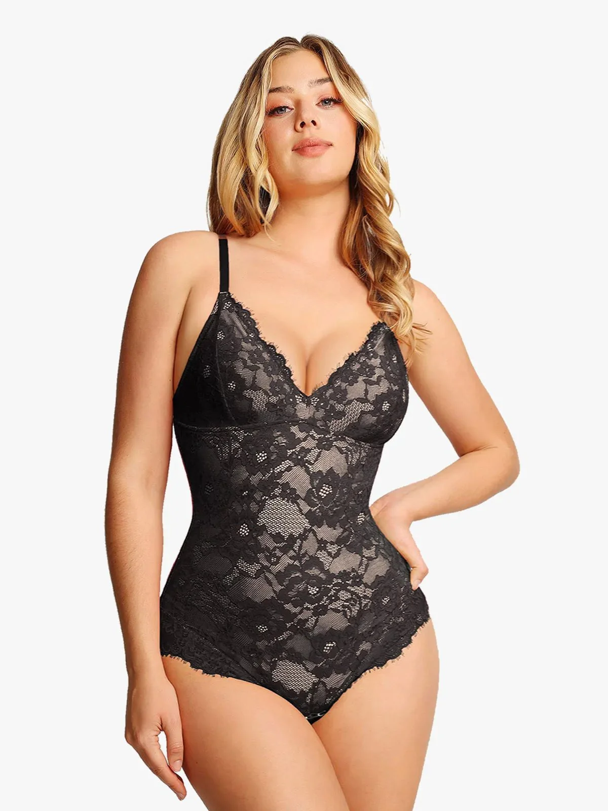 Shapewear Firm Control Smoothing Full Lace Thong Bodysuit - Image 7