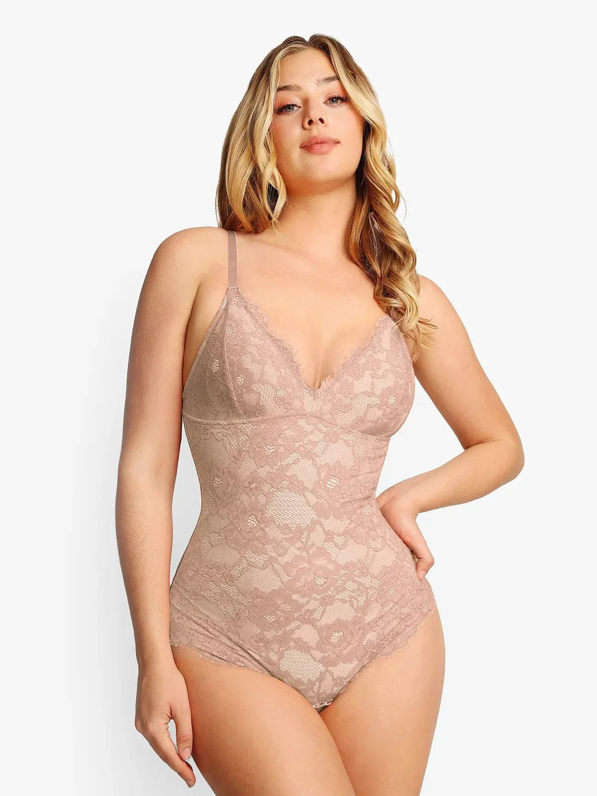 Shapewear Firm Control Smoothing Full Lace Thong Bodysuit - Image 40