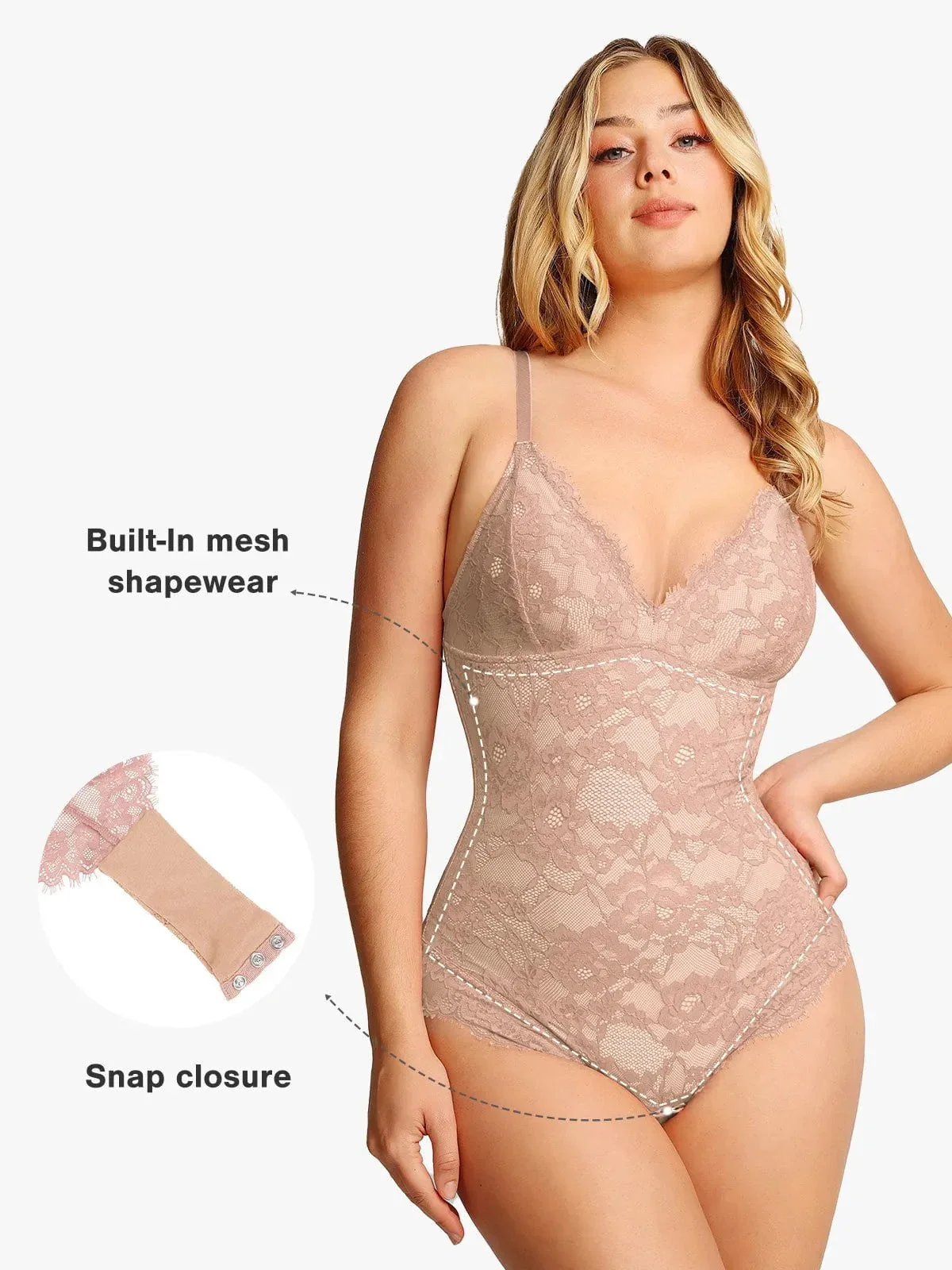 Shapewear Firm Control Smoothing Full Lace Thong Bodysuit - Image 41