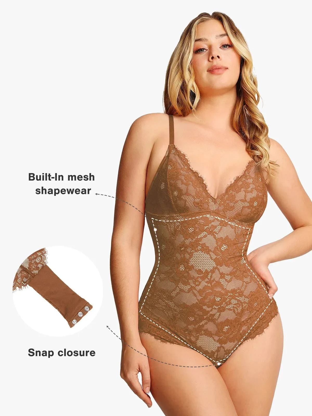 Shapewear Firm Control Smoothing Full Lace Thong Bodysuit - Image 66