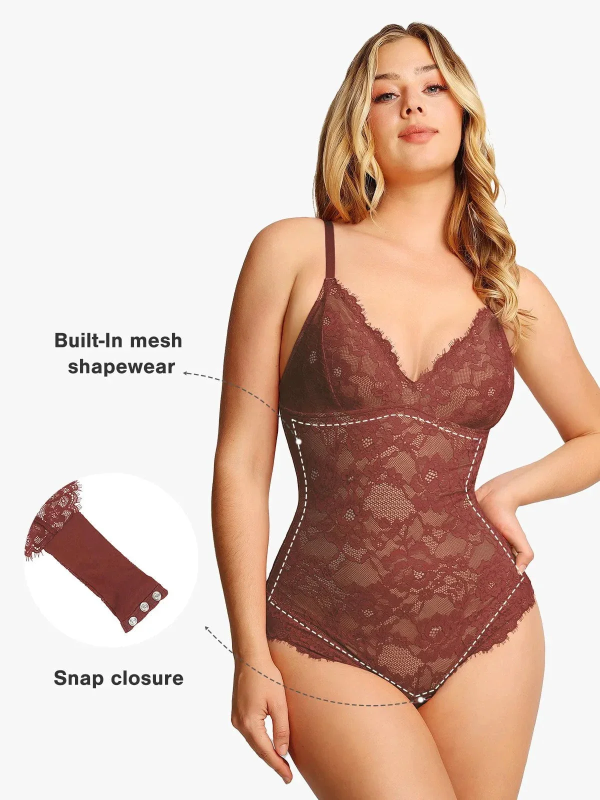 Shapewear Firm Control Smoothing Full Lace Thong Bodysuit - Image 50