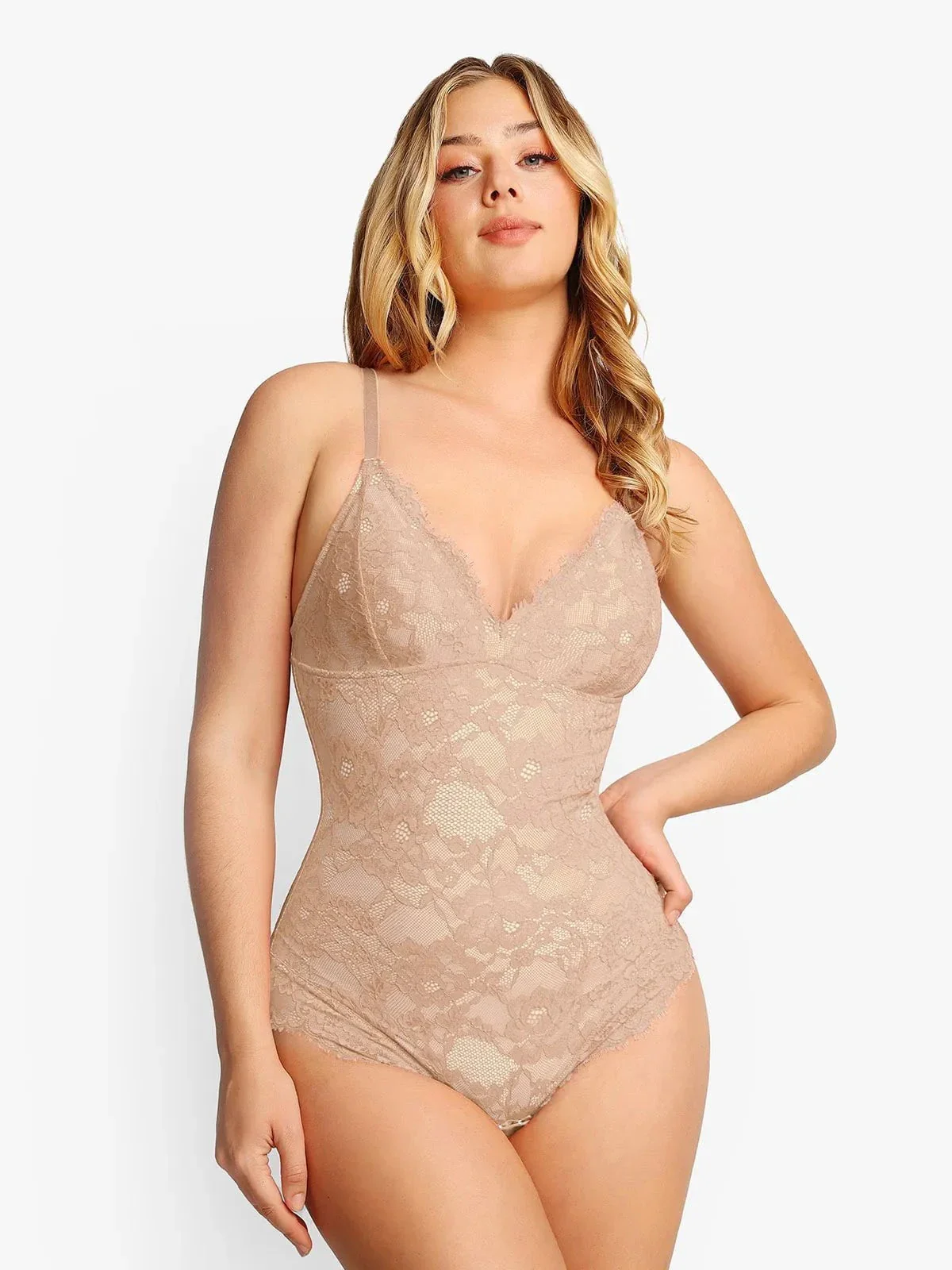 Shapewear Firm Control Smoothing Full Lace Thong Bodysuit - Image 13