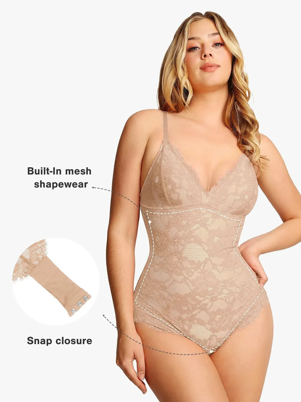 Shapewear Firm Control Smoothing Full Lace Thong Bodysuit - Image 14