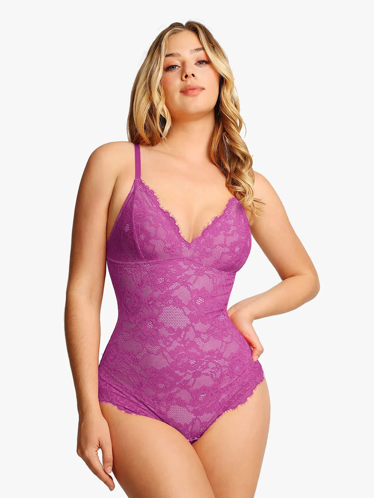Shapewear Firm Control Smoothing Full Lace Thong Bodysuit - Image 55
