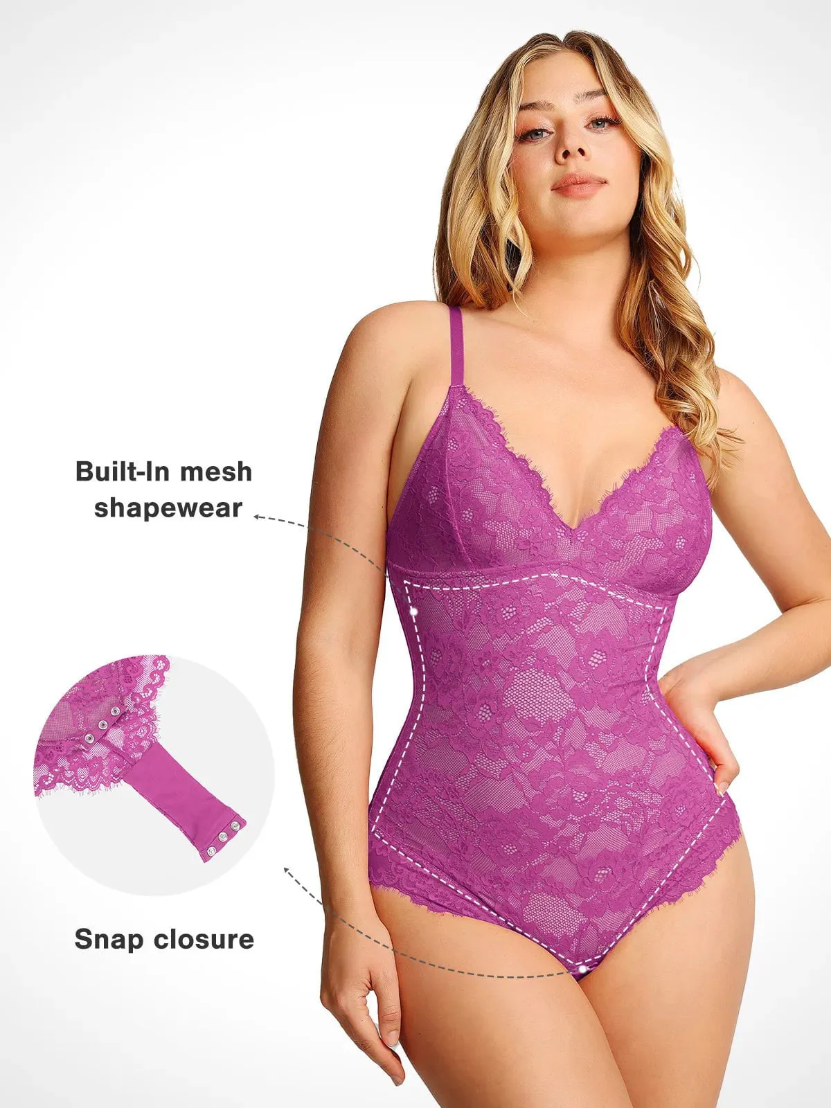 Shapewear Firm Control Smoothing Full Lace Thong Bodysuit - Image 56
