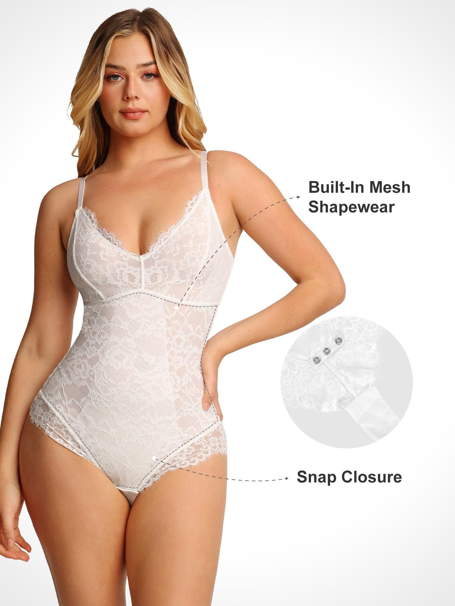 Shapewear Firm Control Smoothing Full Lace Thong Bodysuit - Image 34