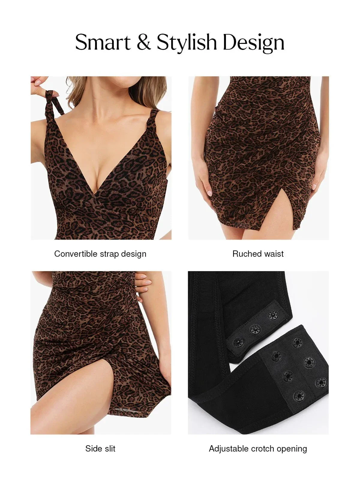 Shapewear Leopard Sculpting Side Slit Mini Dress - Image 4