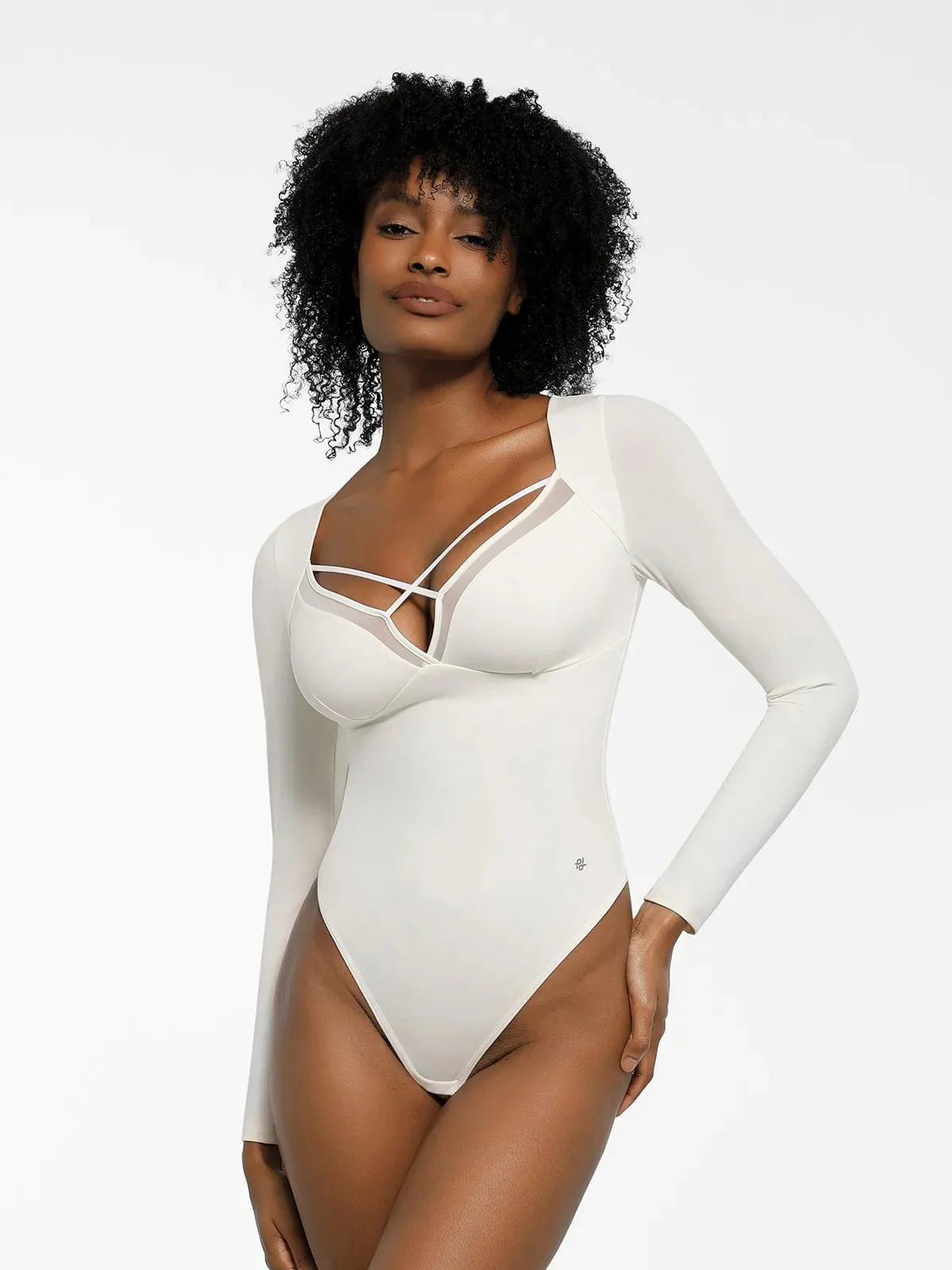 Shapewear Long Sleeve Mesh Inset Tummy Control Bodysuit - Image 5