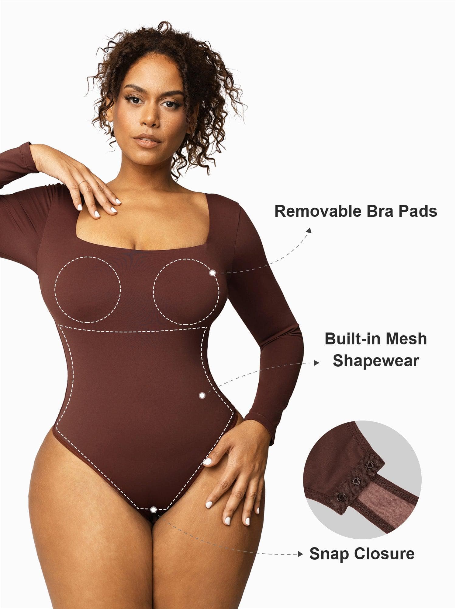 Shapewear Long Sleeve Sculpting Bodysuit Leather Midi Skirt Set - Image 8