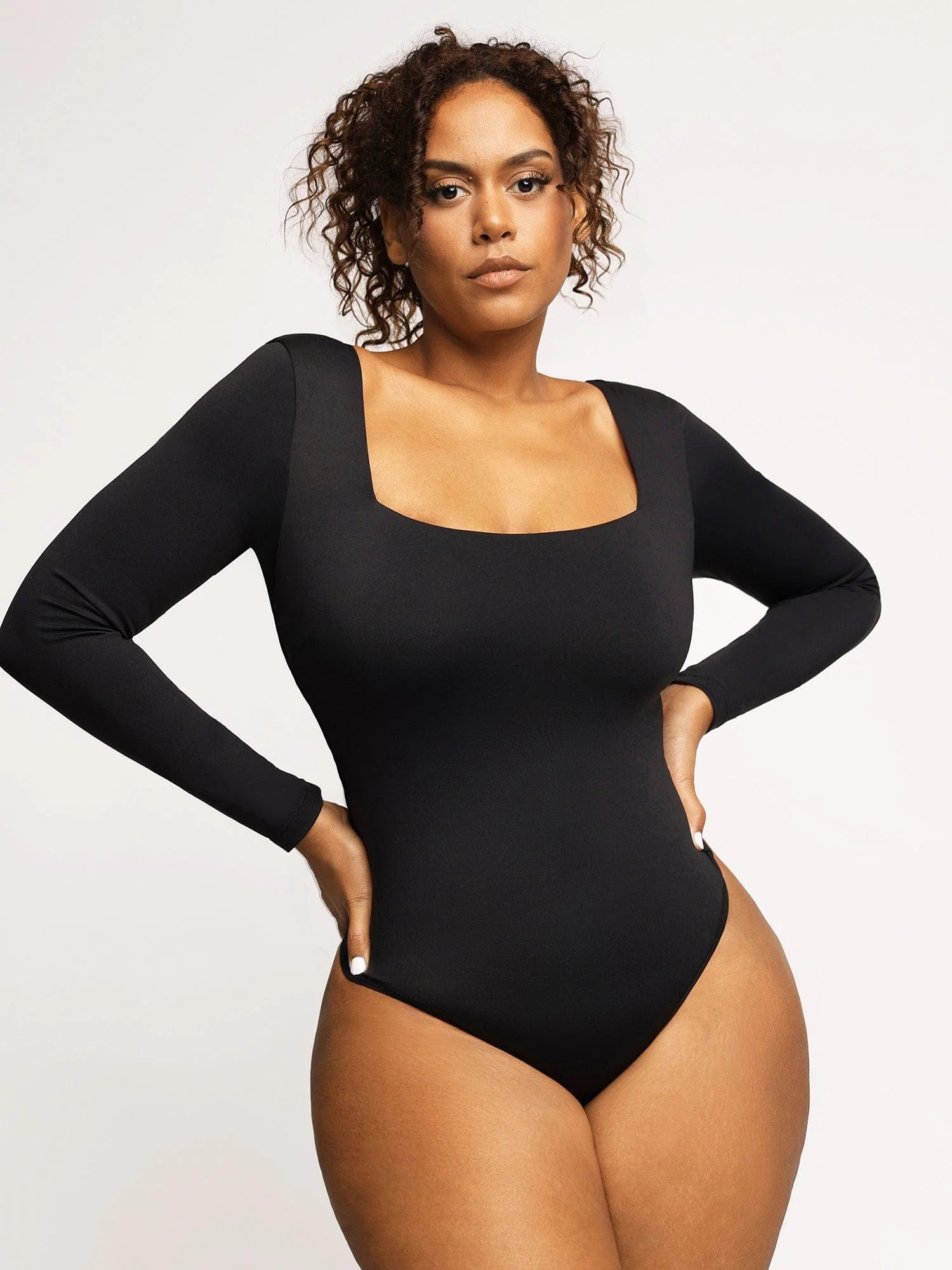 Shapewear Contour Long Sleeve Square Neck Bodysuit - Image 6