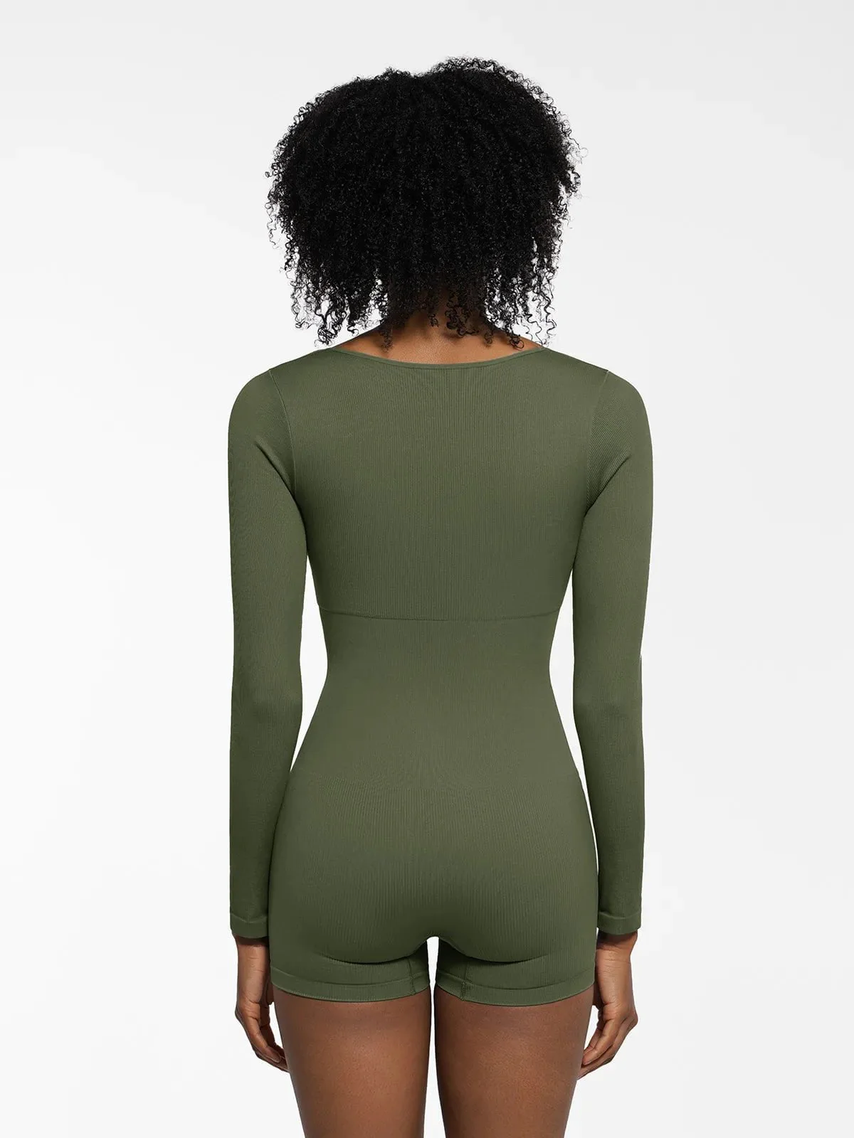 Shapewear Long Sleeve Sweetheart Neck Tummy Control Romper - Image 16