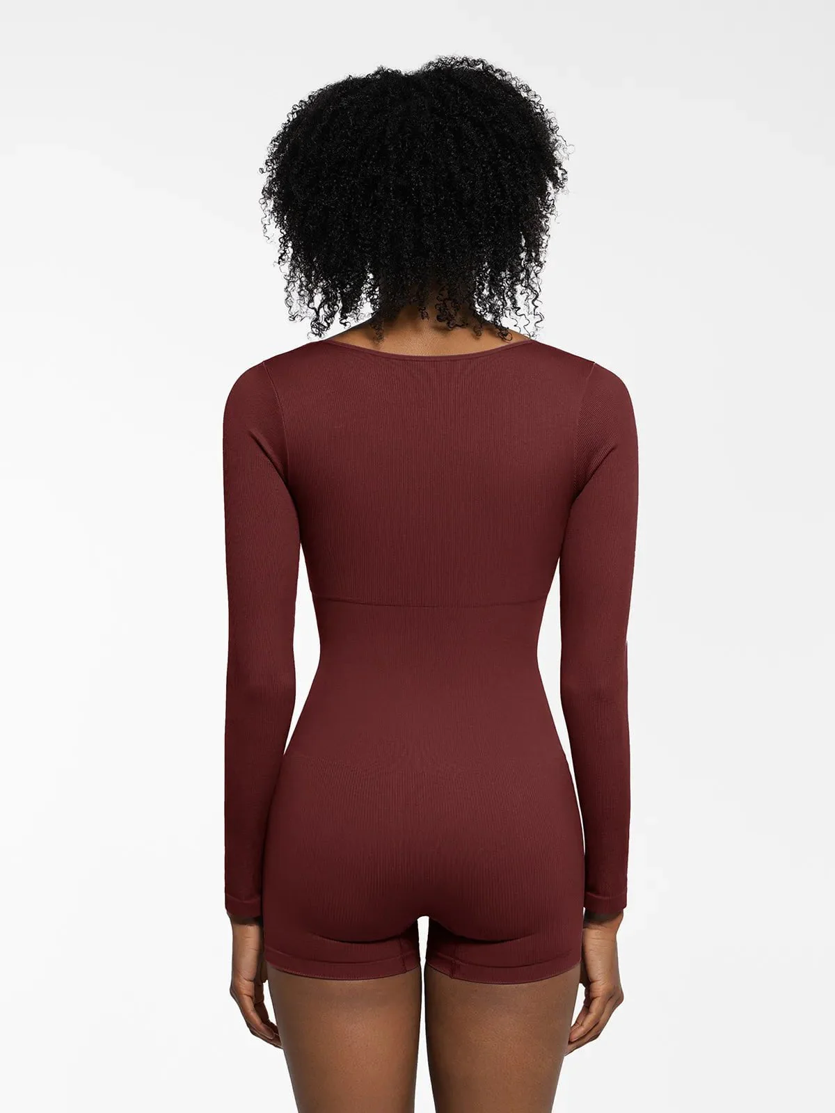Shapewear Long Sleeve Sweetheart Neck Tummy Control Romper - Image 20