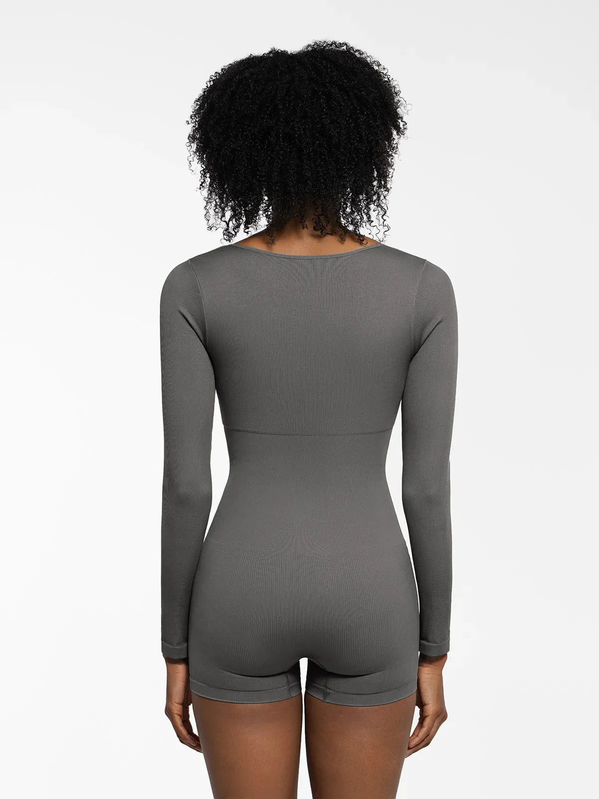 Shapewear Long Sleeve Sweetheart Neck Tummy Control Romper - Image 28