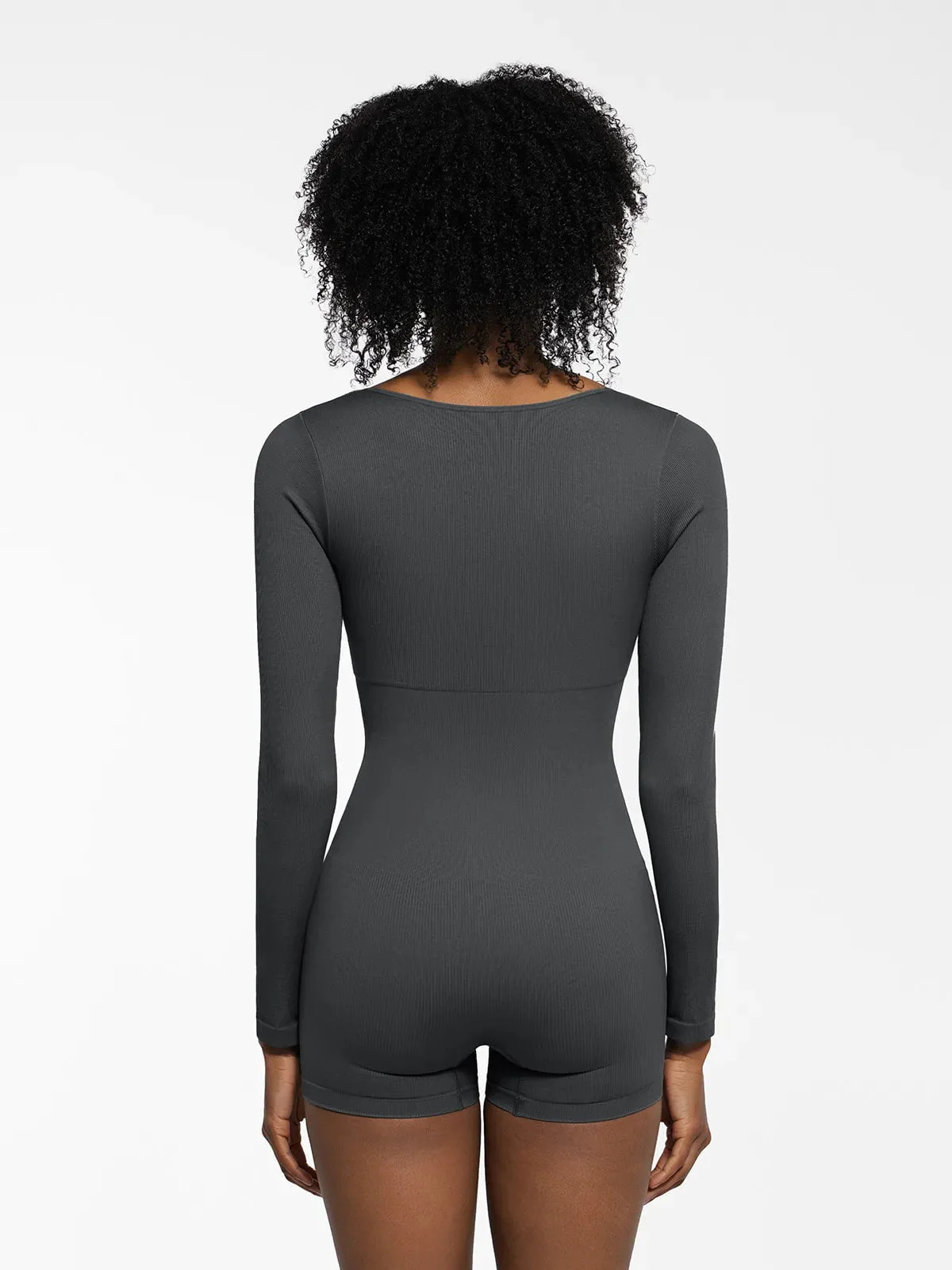 Shapewear Long Sleeve Sweetheart Neck Tummy Control Romper - Image 32
