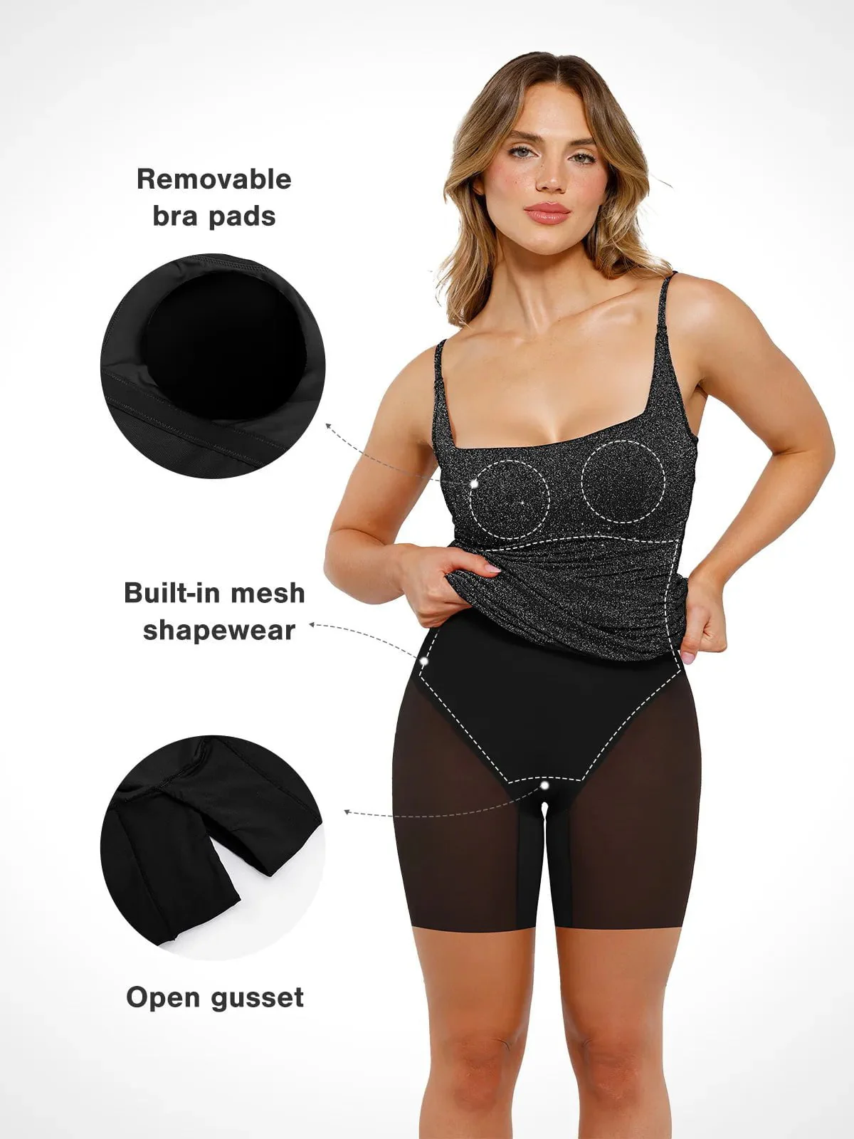 Shapewear Metallic Knit Bodycon Sculpting Midi Slip Dress - Image 19