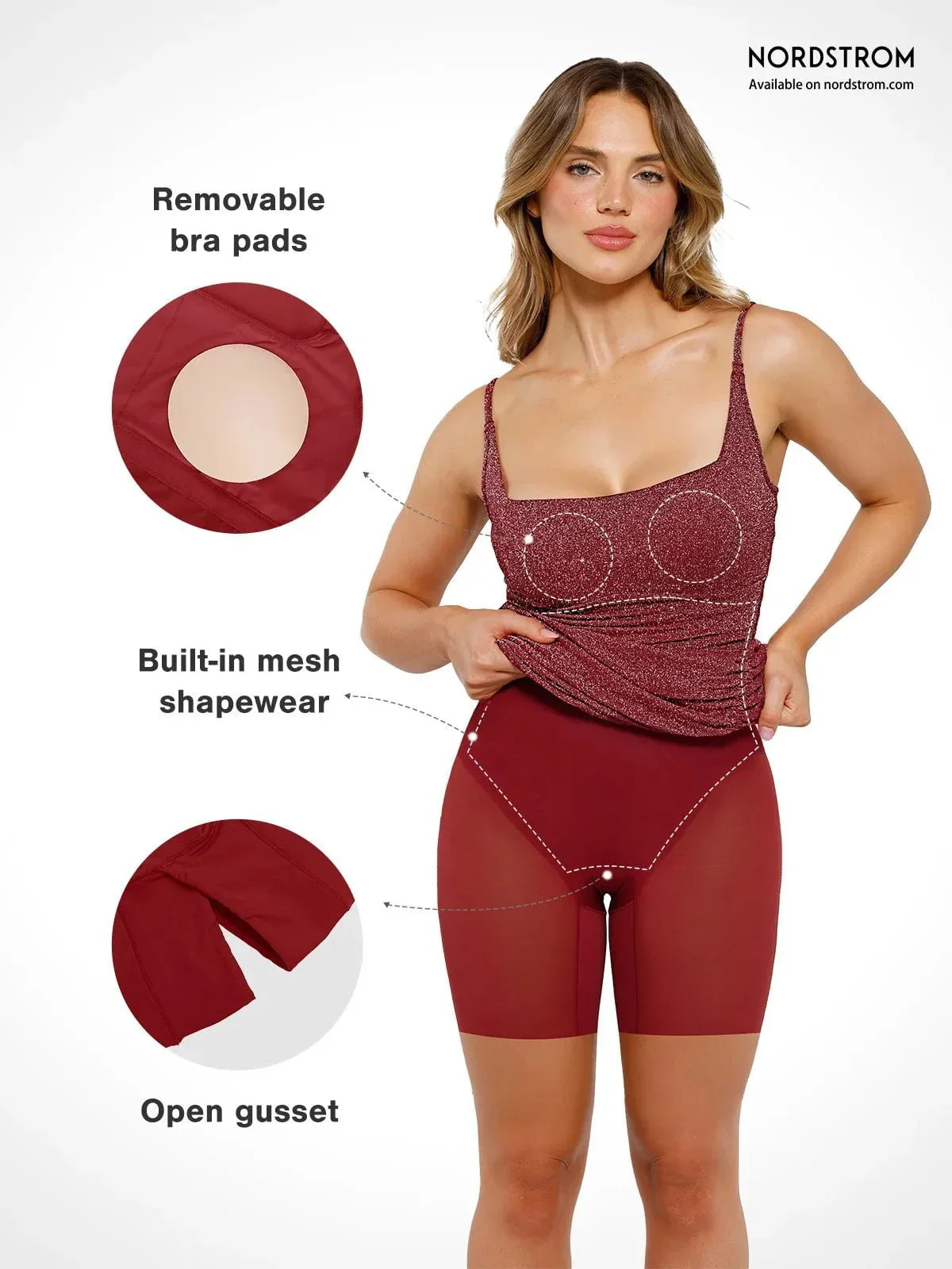 Shapewear Metallic Knit Bodycon Sculpting Midi Slip Dress - Image 2