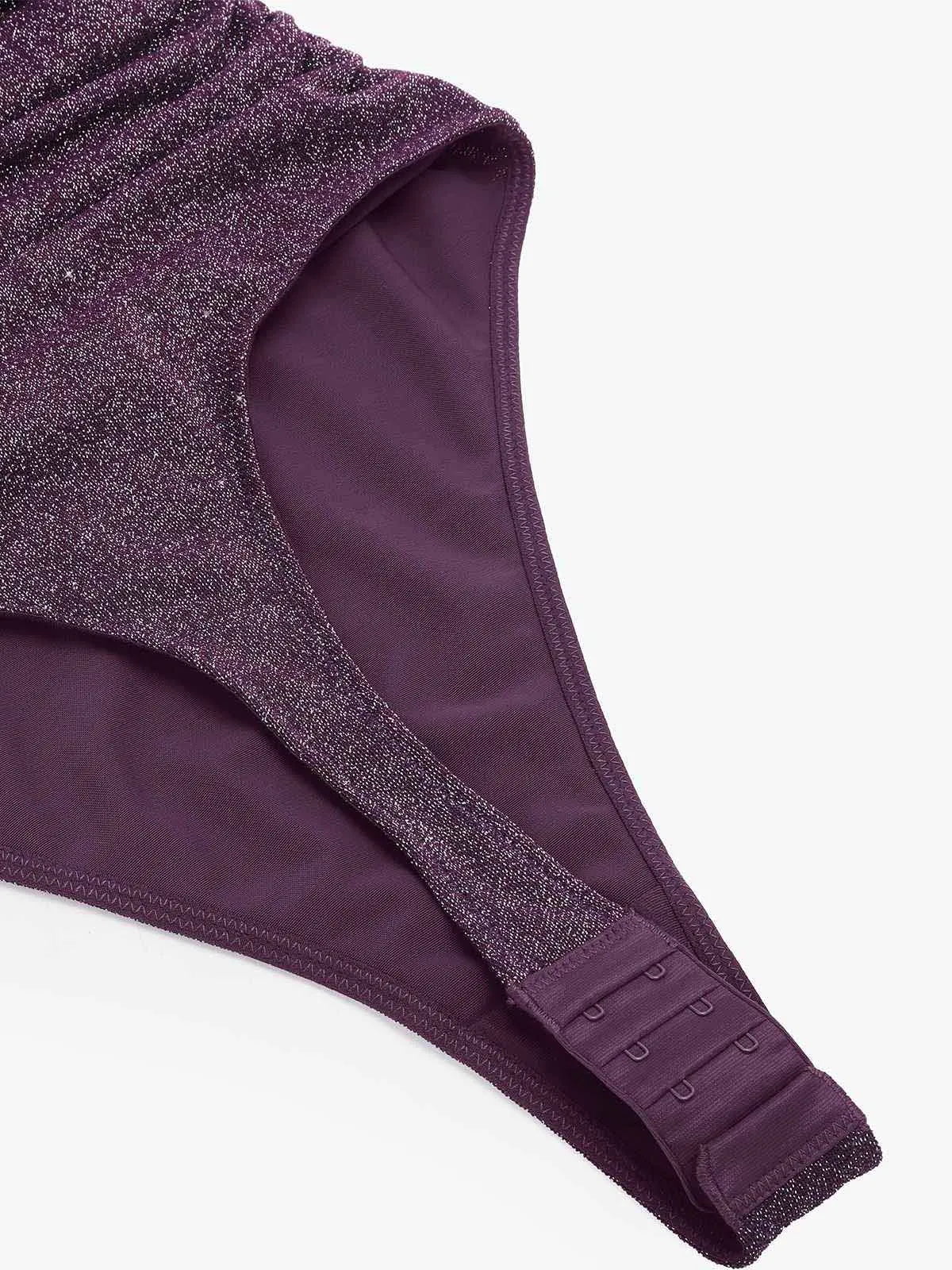 Shapewear Metallic Knit Long Sleeve Slimming Bodysuit - Image 38