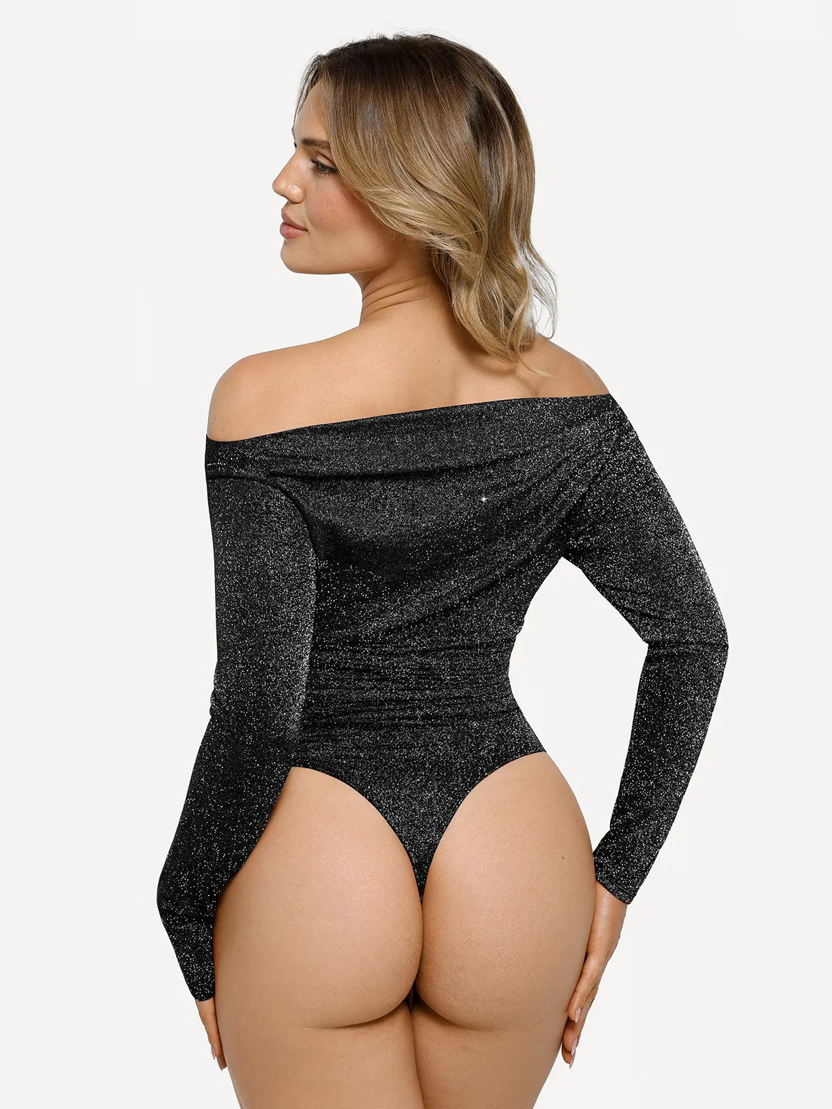 Shapewear Metallic Knit Long Sleeve Slimming Bodysuit - Image 4