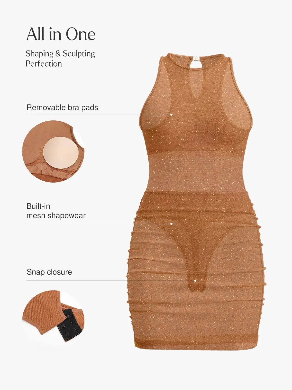 Shapewear Metallic Sculpting Dress - Image 21