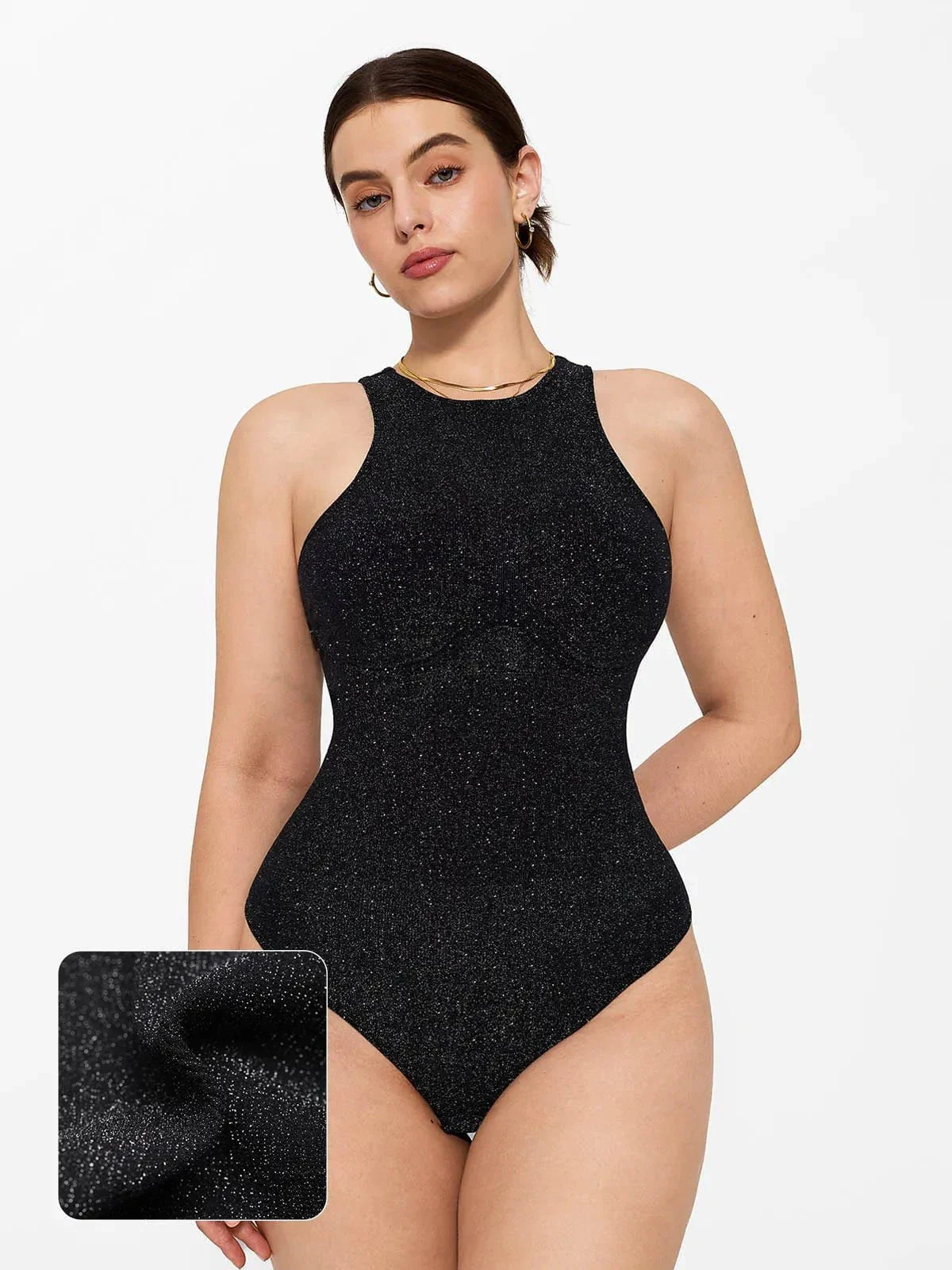 Shapewear Metallic Seamless Tummy-Control Bodysuit - Image 15