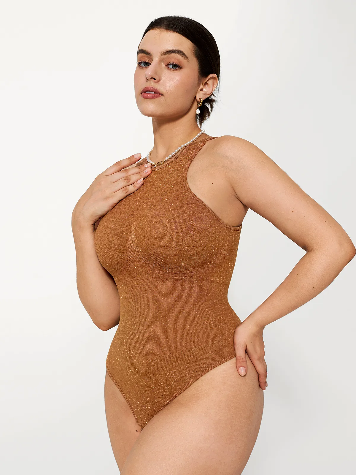 Shapewear Metallic Seamless Tummy-Control Bodysuit - Image 26
