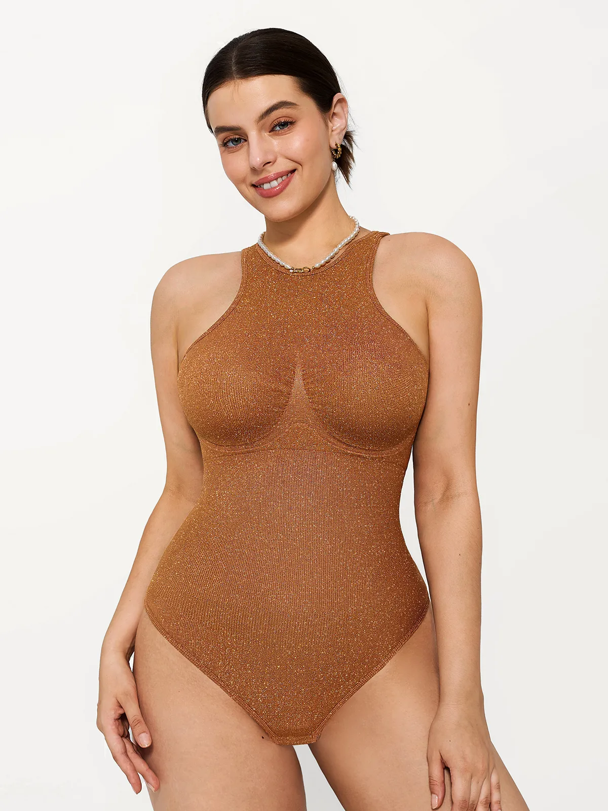 Shapewear Metallic Seamless Tummy-Control Bodysuit - Image 30