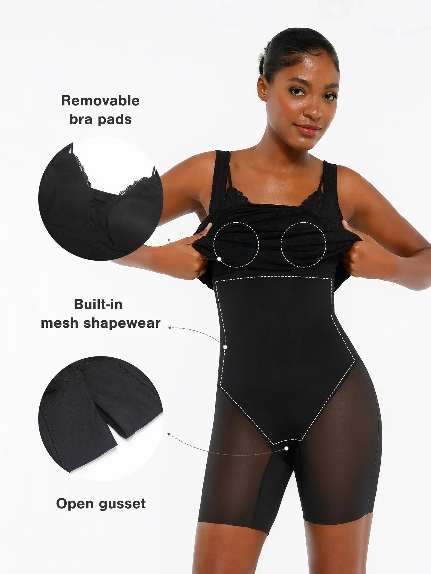 Shapewear Modal Sculpting Inner Lace Cami Mini Dress - Image 14