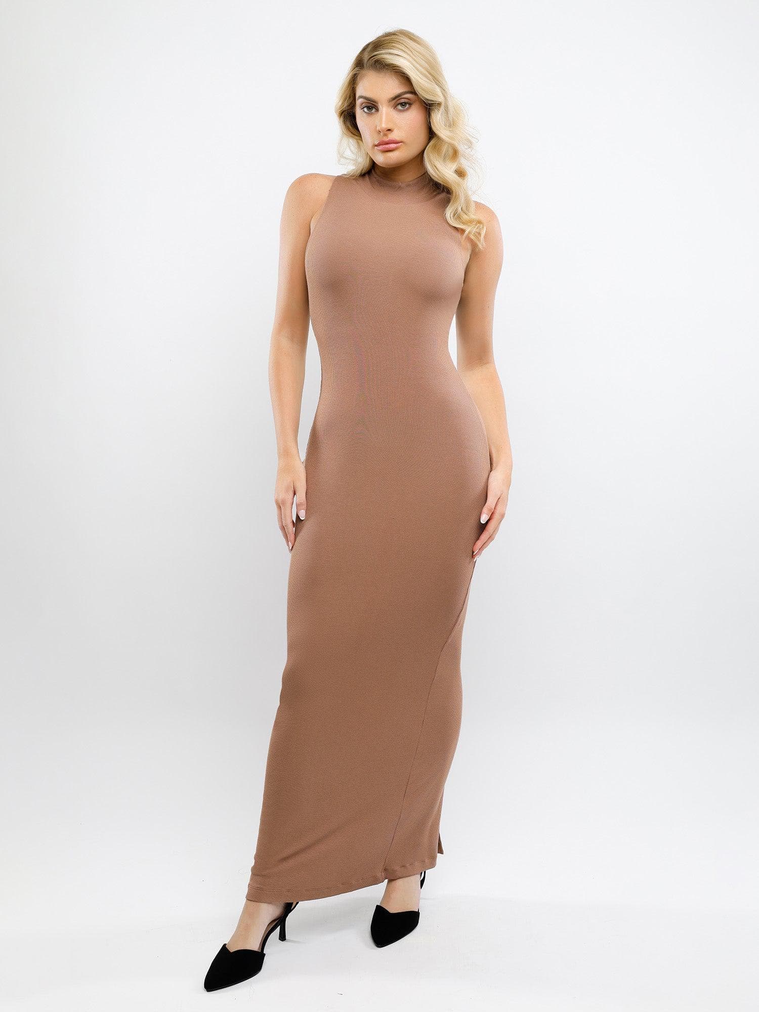 Shapewear Modal Sleeveless Mock Neck Slimming Maxi Dress - Image 17