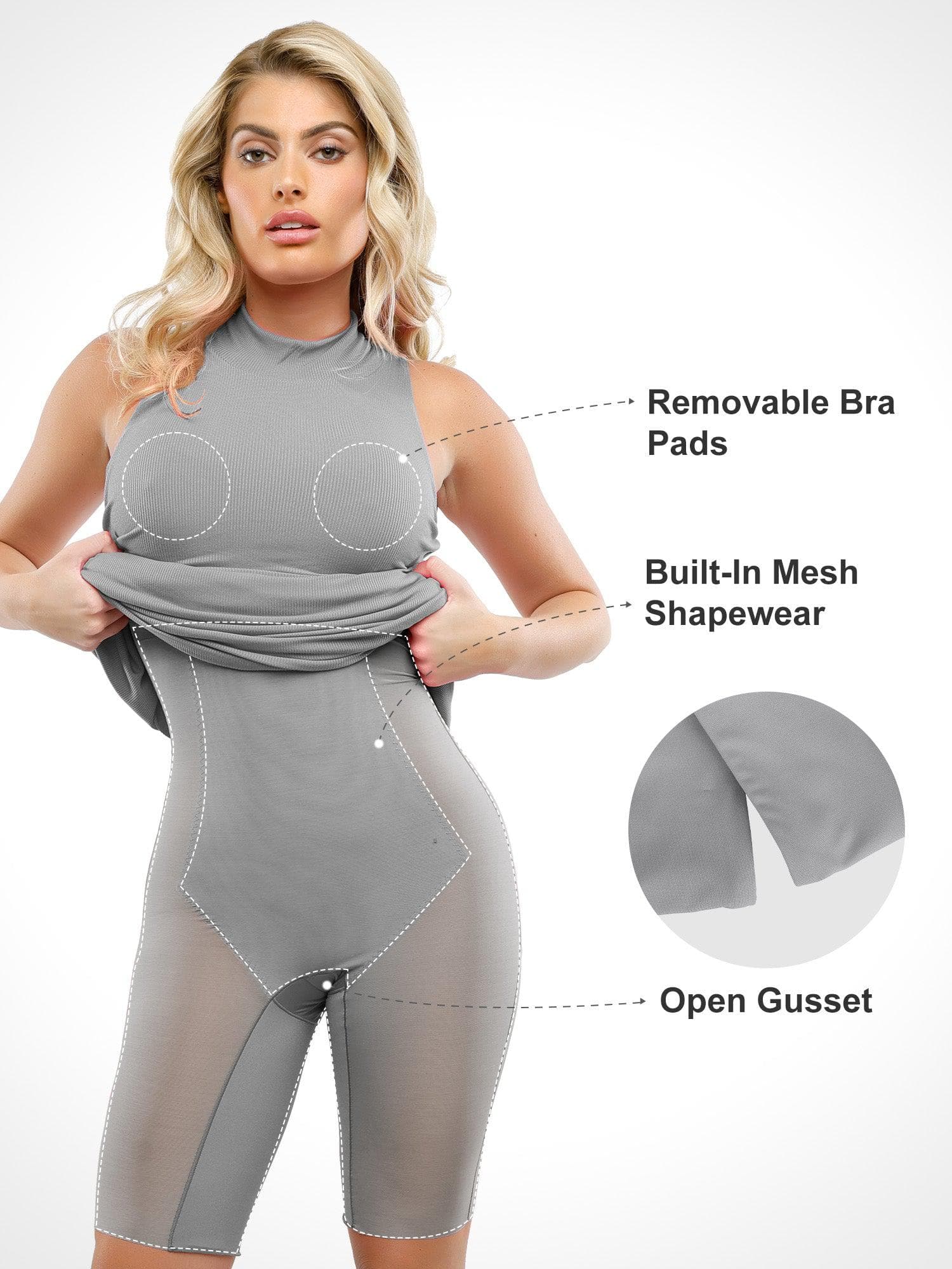 Shapewear Modal Sleeveless Mock Neck Slimming Maxi Dress - Image 25