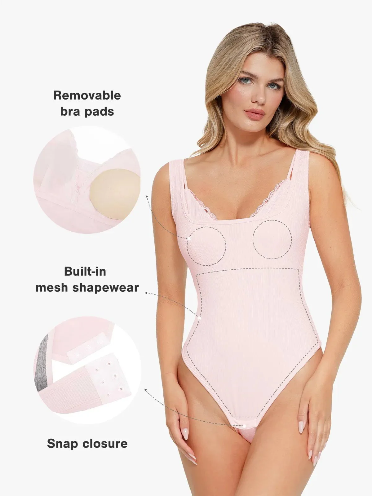 Shapewear Modal Tummy Control Inner Lace Cami Bodysuit - Image 10
