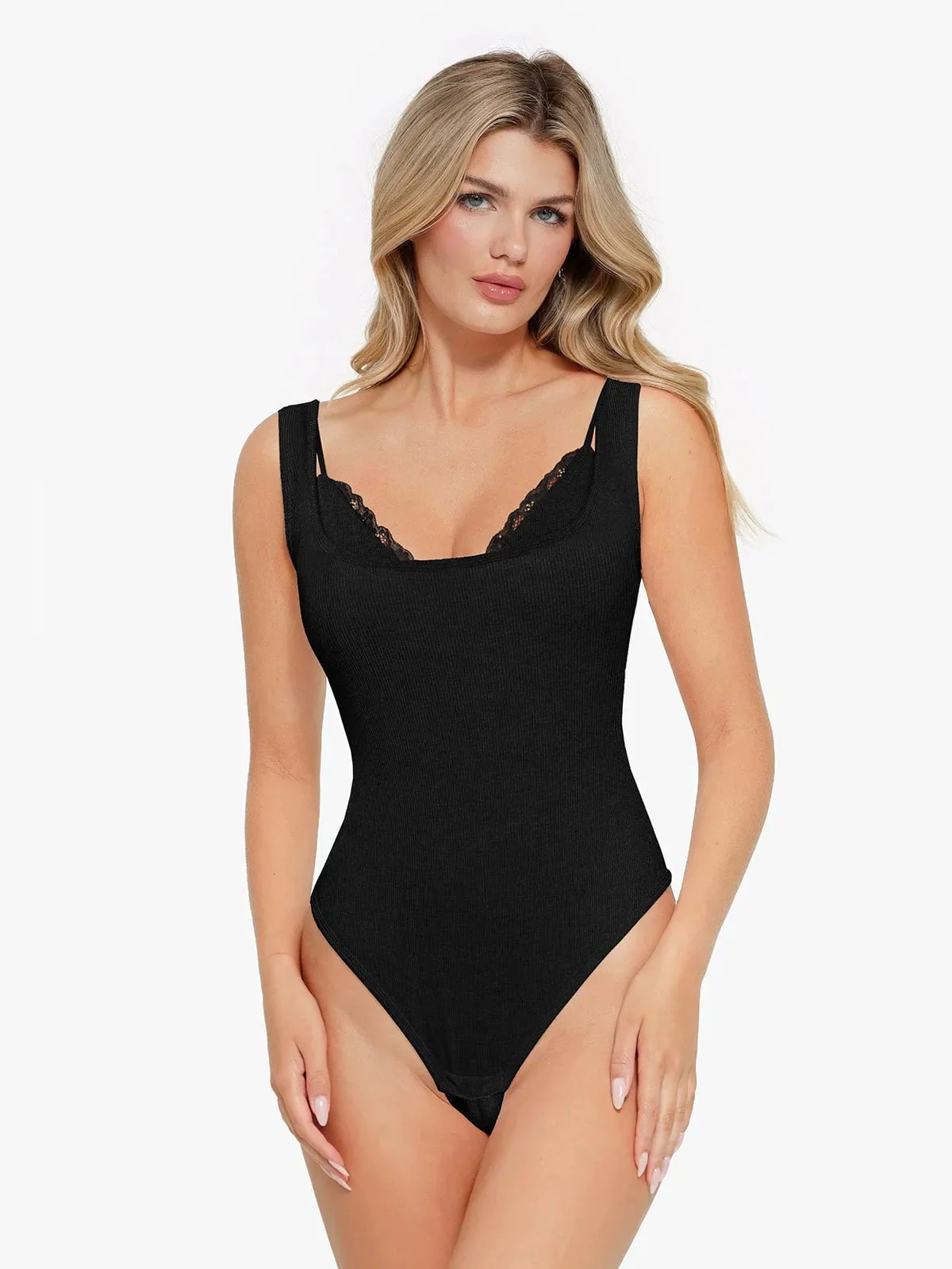 Shapewear Modal Tummy Control Inner Lace Cami Bodysuit - Image 16