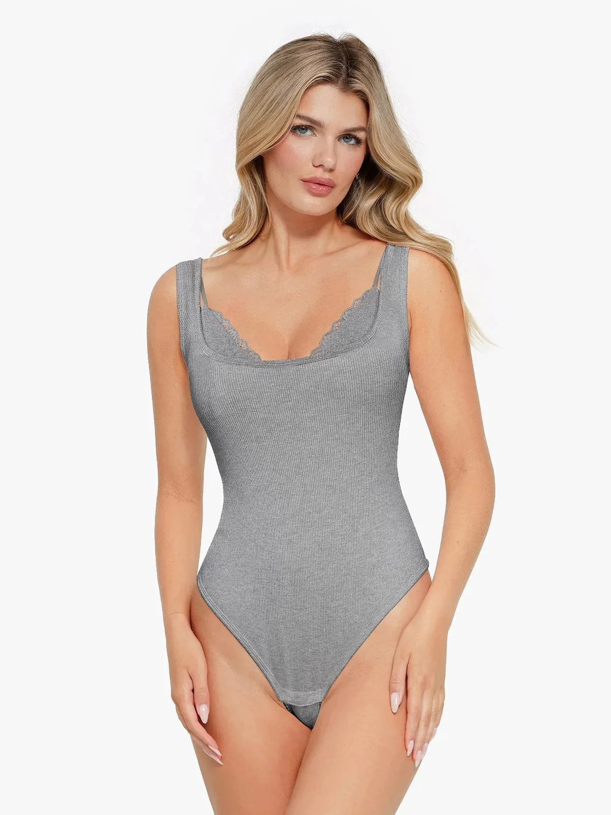 Shapewear Modal Tummy Control Inner Lace Cami Bodysuit - Image 21