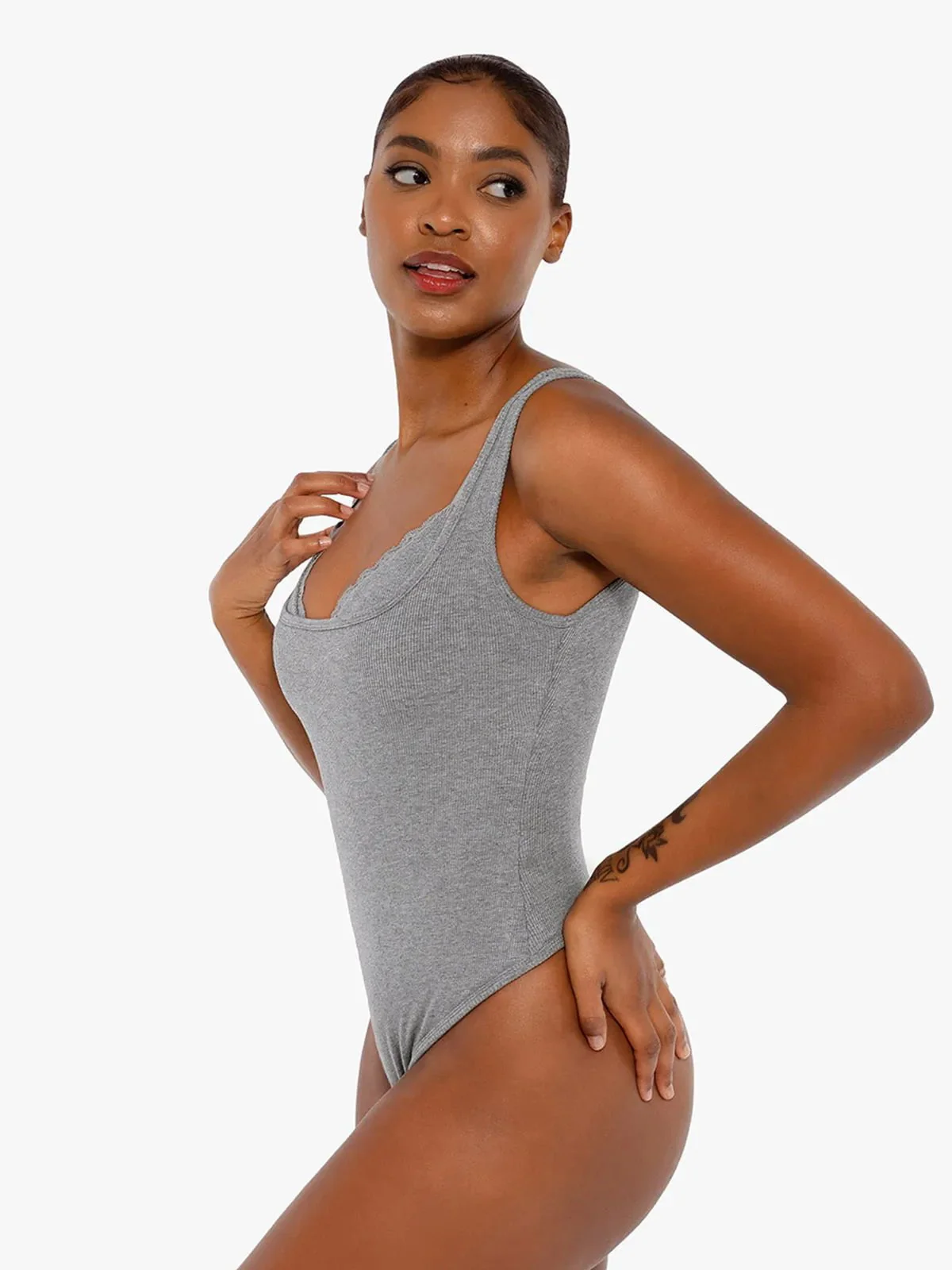 Shapewear Modal Tummy Control Inner Lace Cami Bodysuit - Image 23