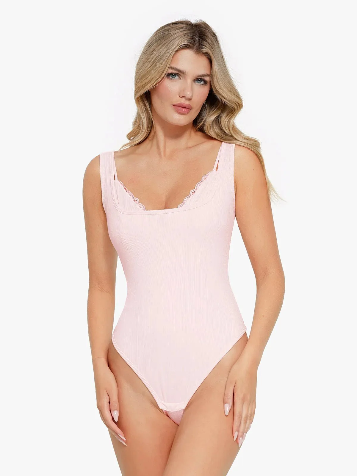 Shapewear Modal Tummy Control Inner Lace Cami Bodysuit - Image 9
