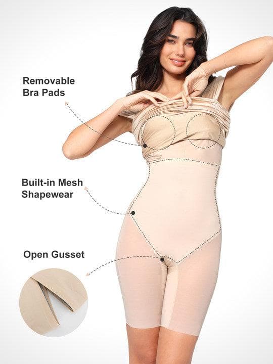 Shapewear Off-Shoulder Ruched Shine Sculpting Midi Dress - Image 15