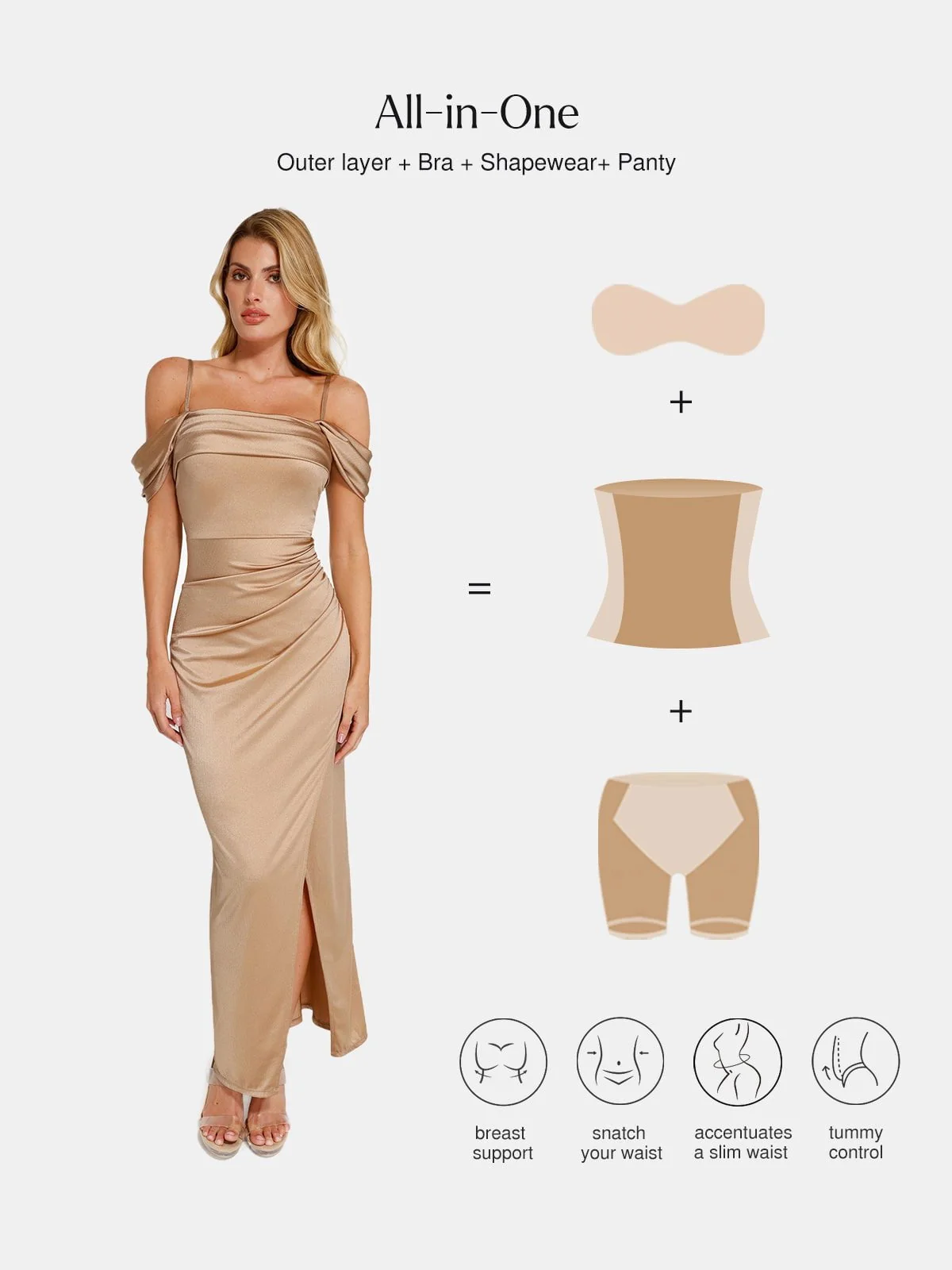 Shapewear Off Shoulder Shine Ruched Sculpting Maxi Dress - Image 10