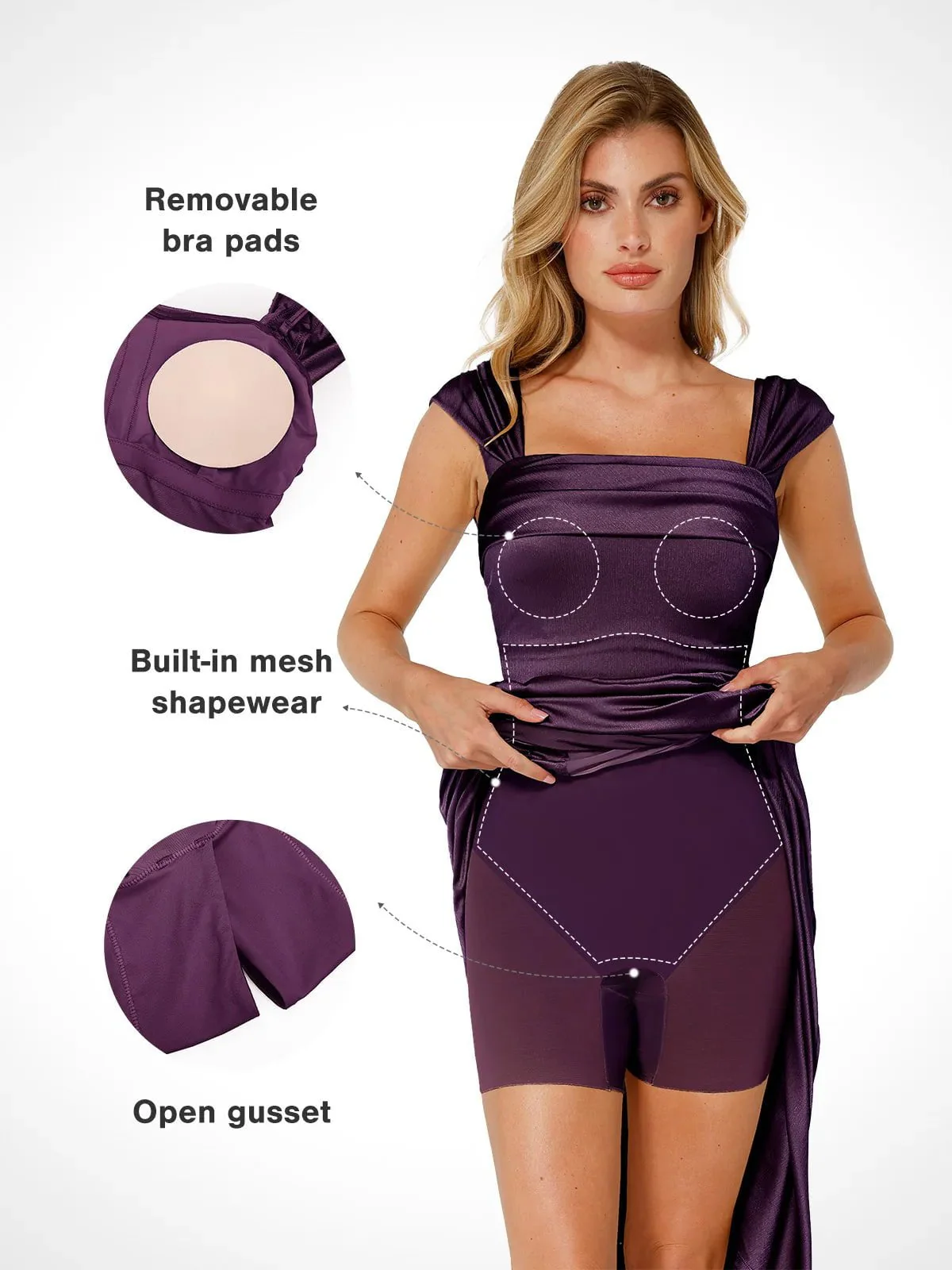 Shapewear Off Shoulder Shine Ruched Sculpting Maxi Dress - Image 3